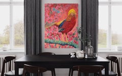 "Golden Pheasant in the Garden of Wishes"-Colorful Hyperrealist Acrylic Painting