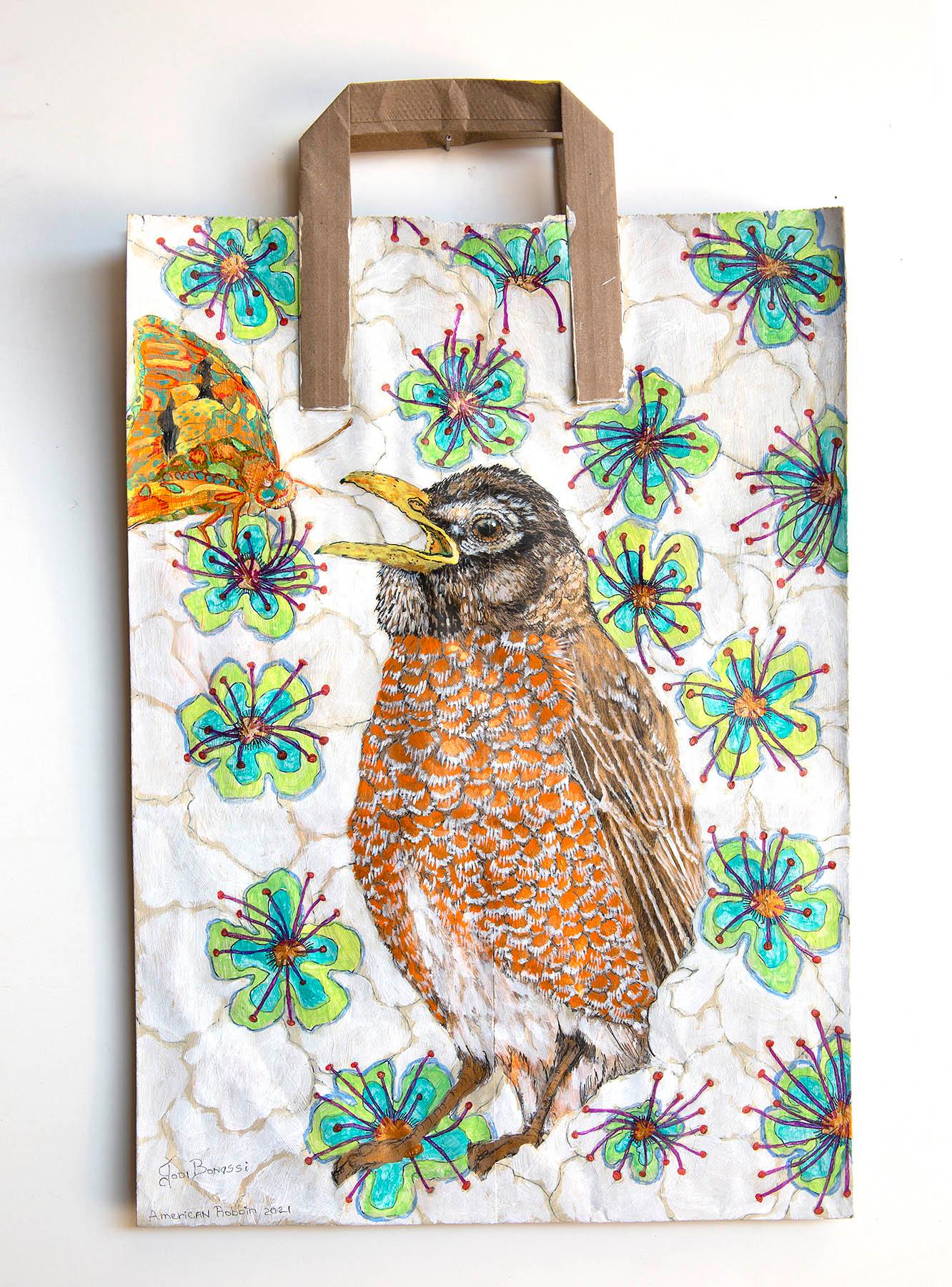 Jodi Bonassi Animal Painting - American Robin
