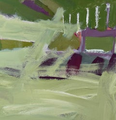 Brisk Day with Blue Skies Contemporary Abstract Landscape Painting on Paper