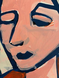 Person with Eyes Closed 11"x17" Contemporary Figure Painting