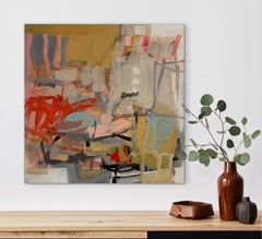 « Warm December », peinture abstraite contemporaine sur toile, 20 x 20 pouces