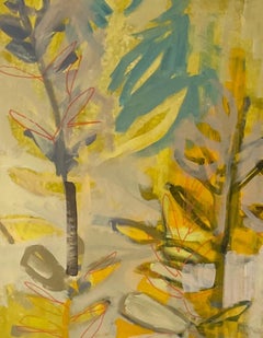 Aloe Inspired Oversized Abstract Botanical Painting on Canvas 36x72 Unstretched