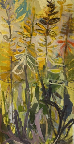 Aloe Inspired Oversized Abstract Botanical Painting on Canvas 36x72 Unstretched