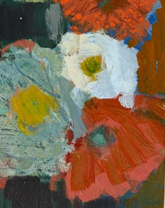 Garden Time Small Contemporary Floral Painting 8x10 in. on Wood