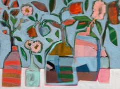 Quadro di natura morta floreale contemporanea Springing, pannello su tela 24x18