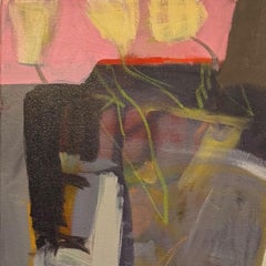 Tischteppich - Großes 40" x 40" ausdrucksstarkes Blumenstillleben-Gemälde