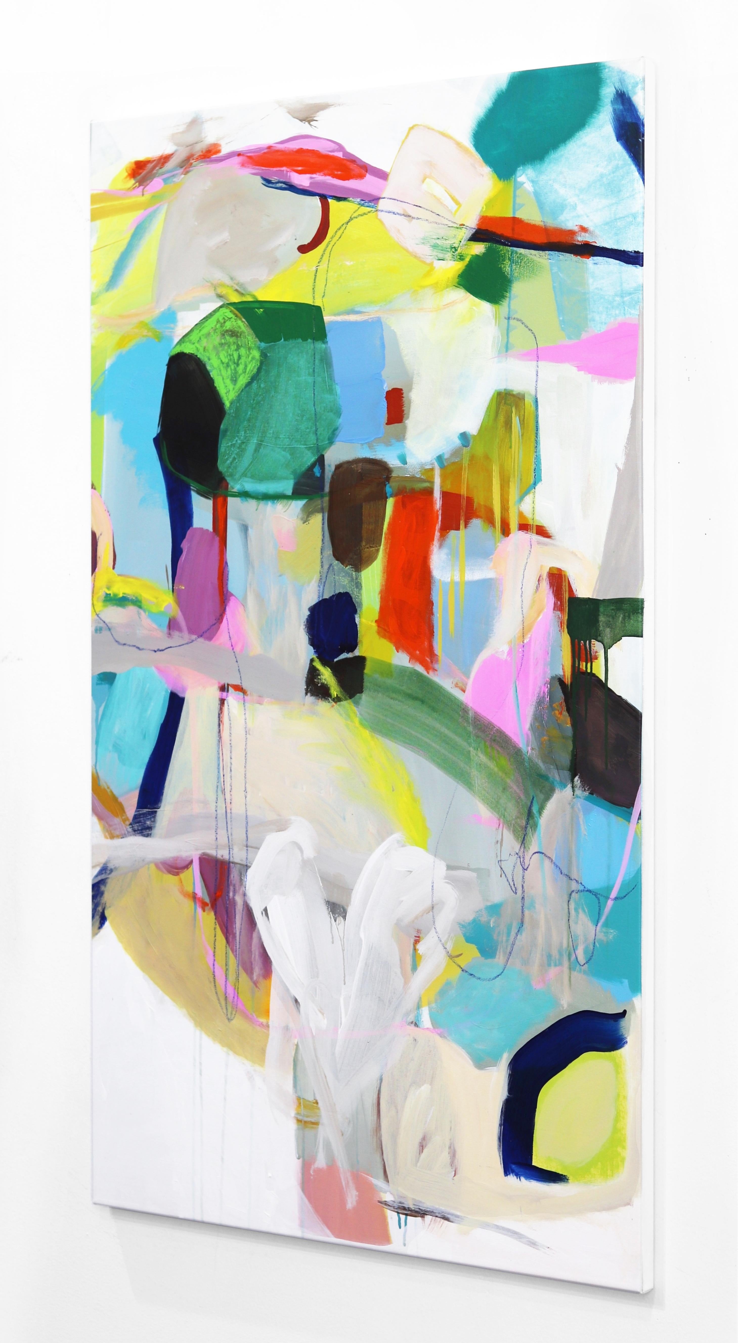 Good Trouble - Large Vertical Colorful Abstract Painting For Sale 3
