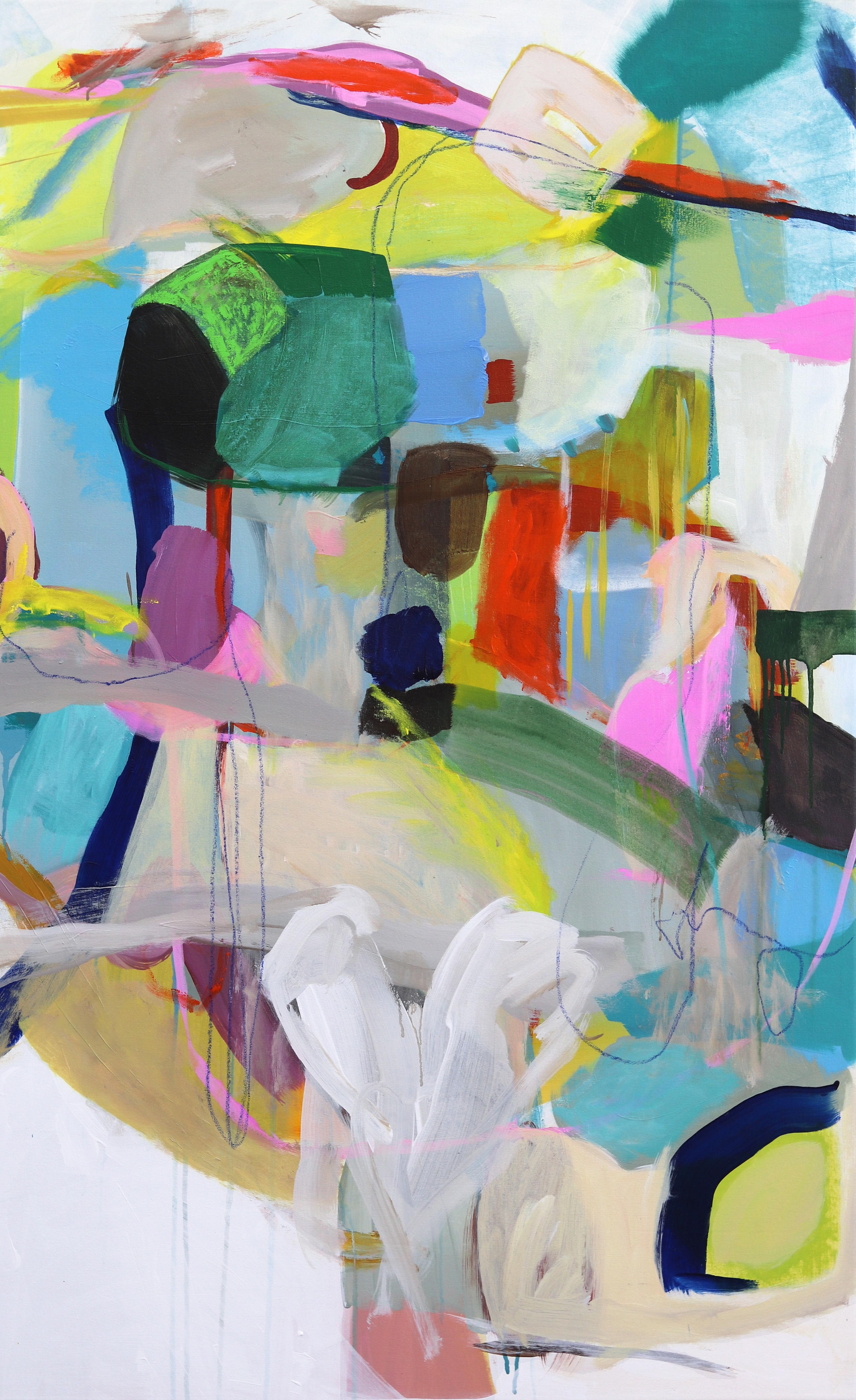 Good Trouble - Quadro astratto colorato verticale di grandi dimensioni