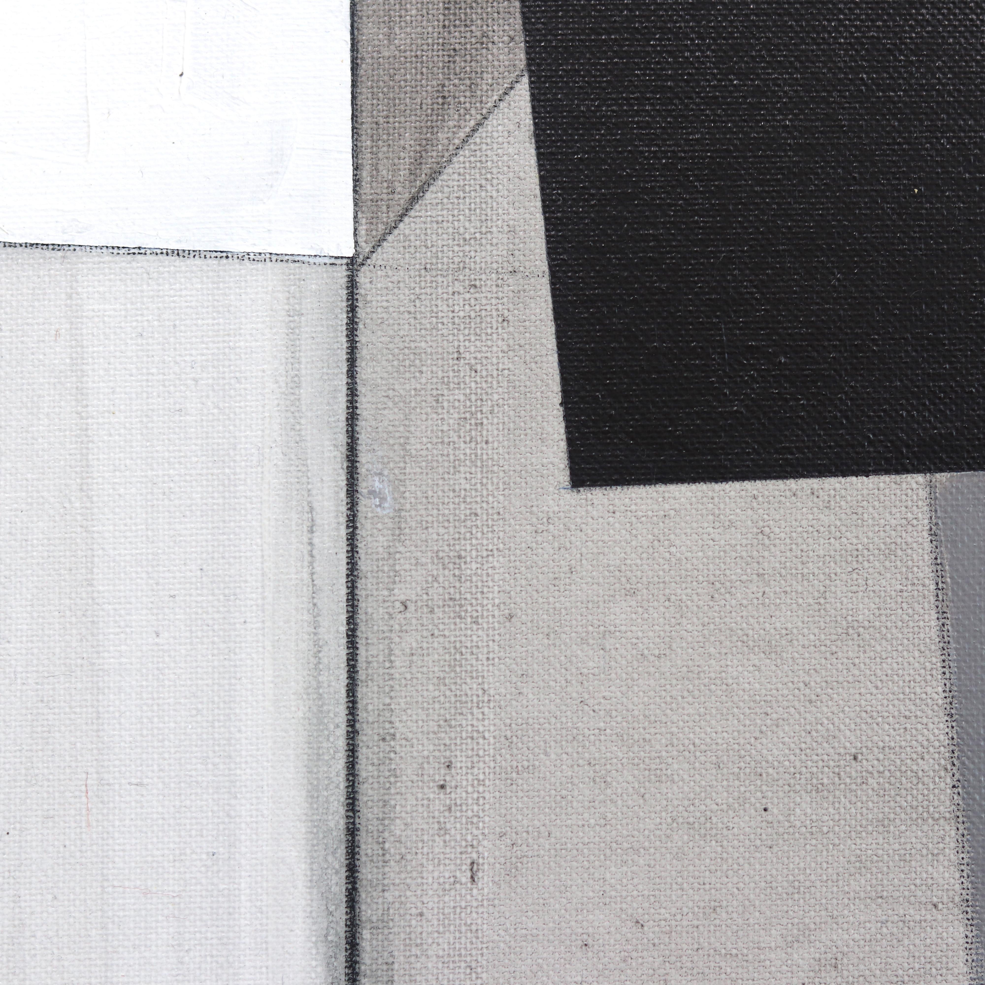 Neutral-Geometrie III – Schwarz-Weiß-Gemälde im Angebot 5