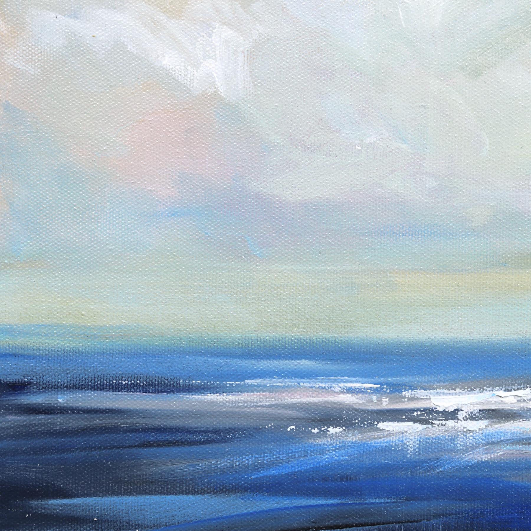 Una Sinfonía Tranquilizadora - Pintura Paisaje Azul Océano Paisaje Aéreo en venta 3