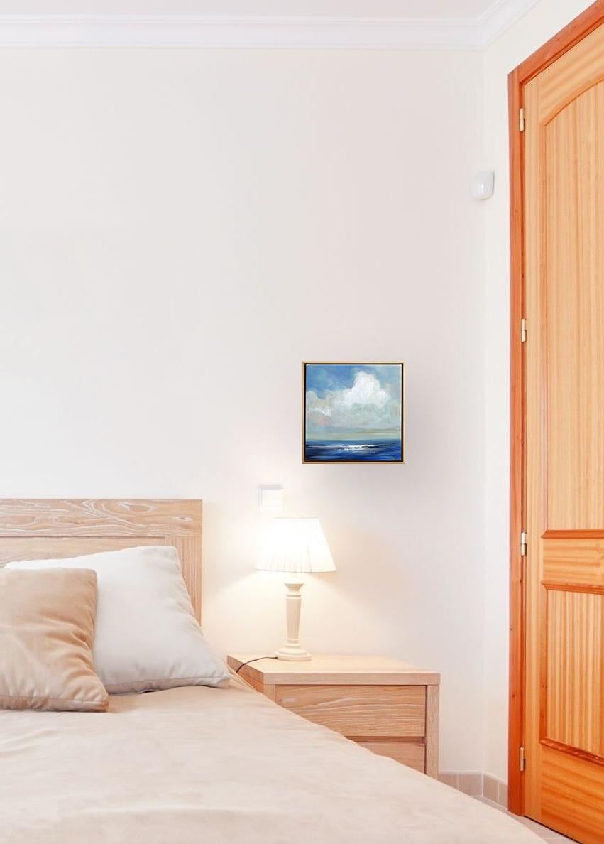 Una Sinfonía Tranquilizadora - Pintura Paisaje Azul Océano Paisaje Aéreo en venta 3