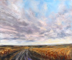 Backroads II - Original Colorful Rural Landscape Mixed Media Painting on Canvas