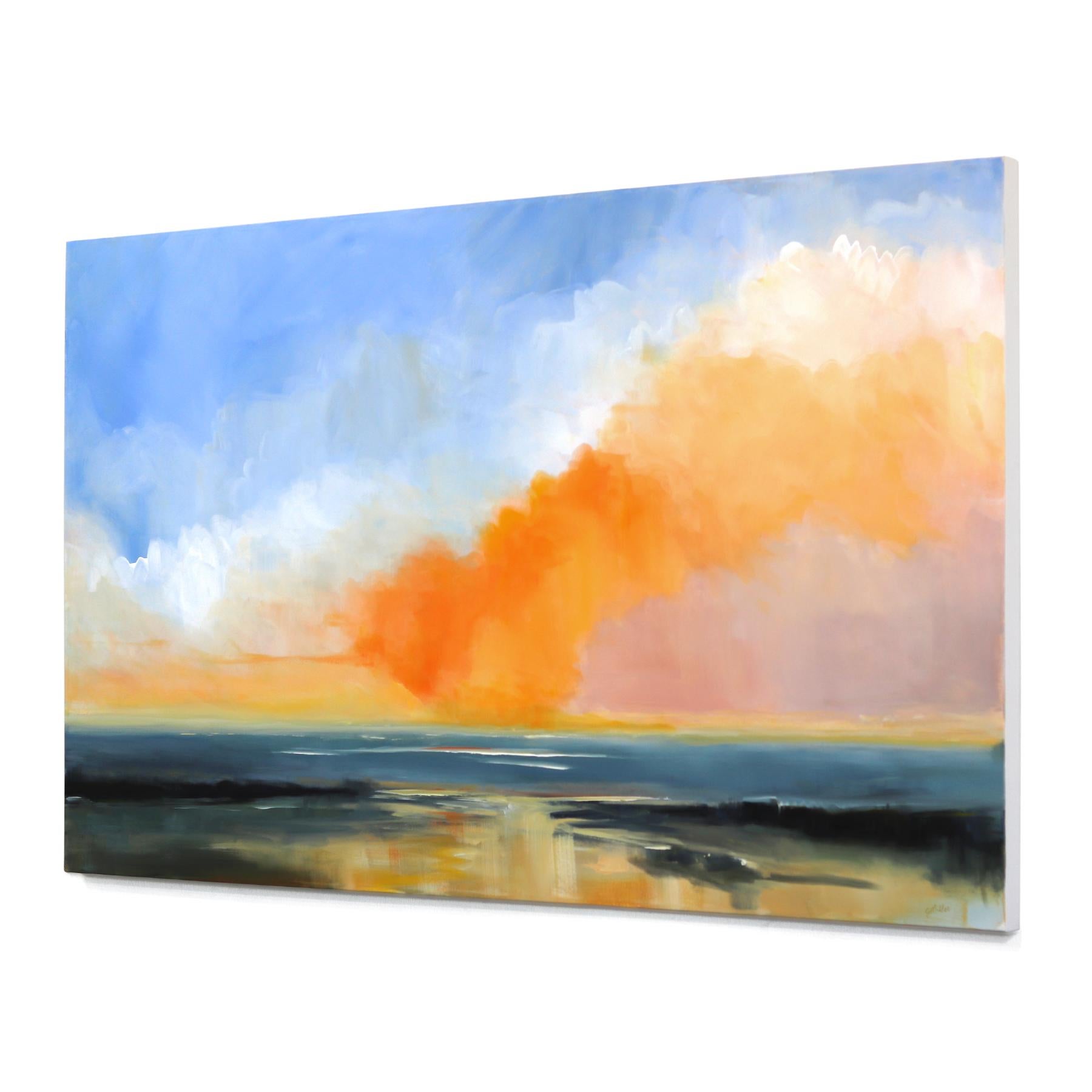 Been There - Large Sunset Vibrant Ocean Landscape Skyscape Painting en vente 1