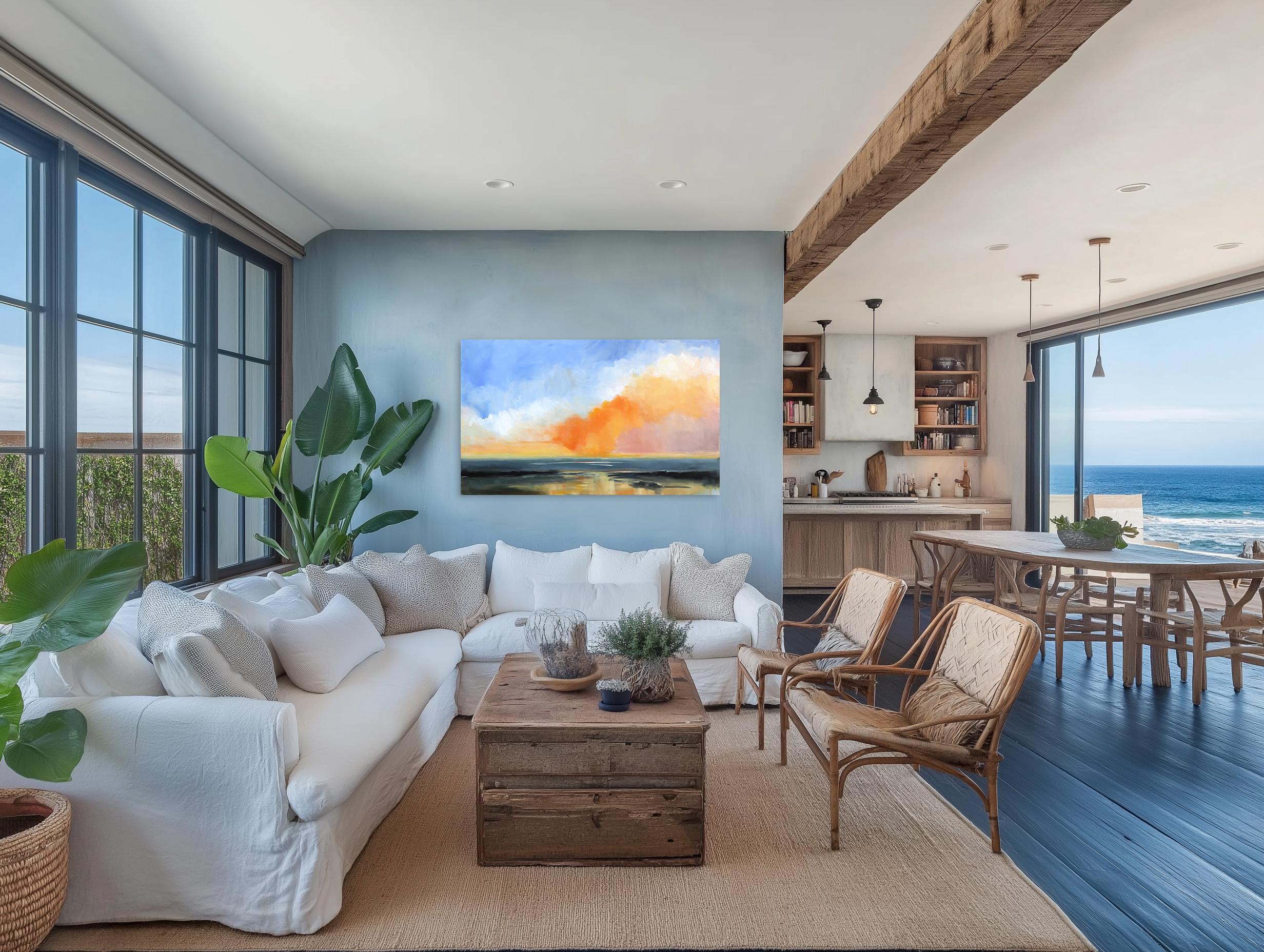 Been There - Large Sunset Vibrant Ocean Landscape Skyscape Painting en vente 3