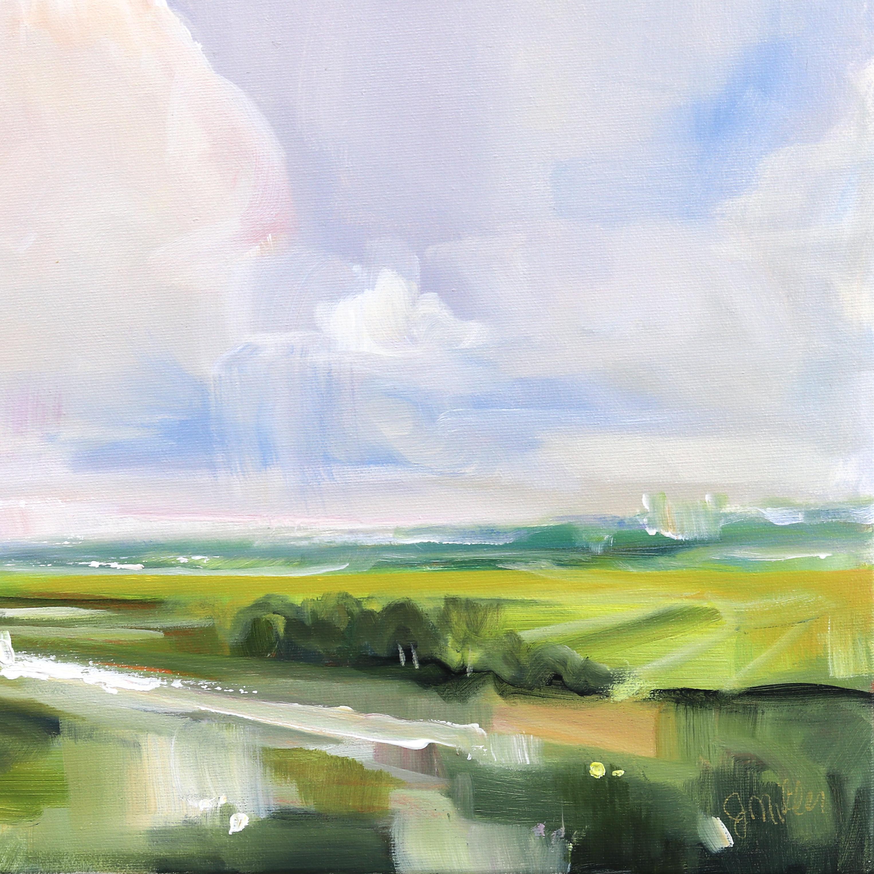 Jodi Miller captivates with her atmospheric landscapes, inspired by the vast skies of her prairie upbringing and her global travels in the Royal Canadian Air Force. Influenced by the sweeping openness of the prairies and her experience above the