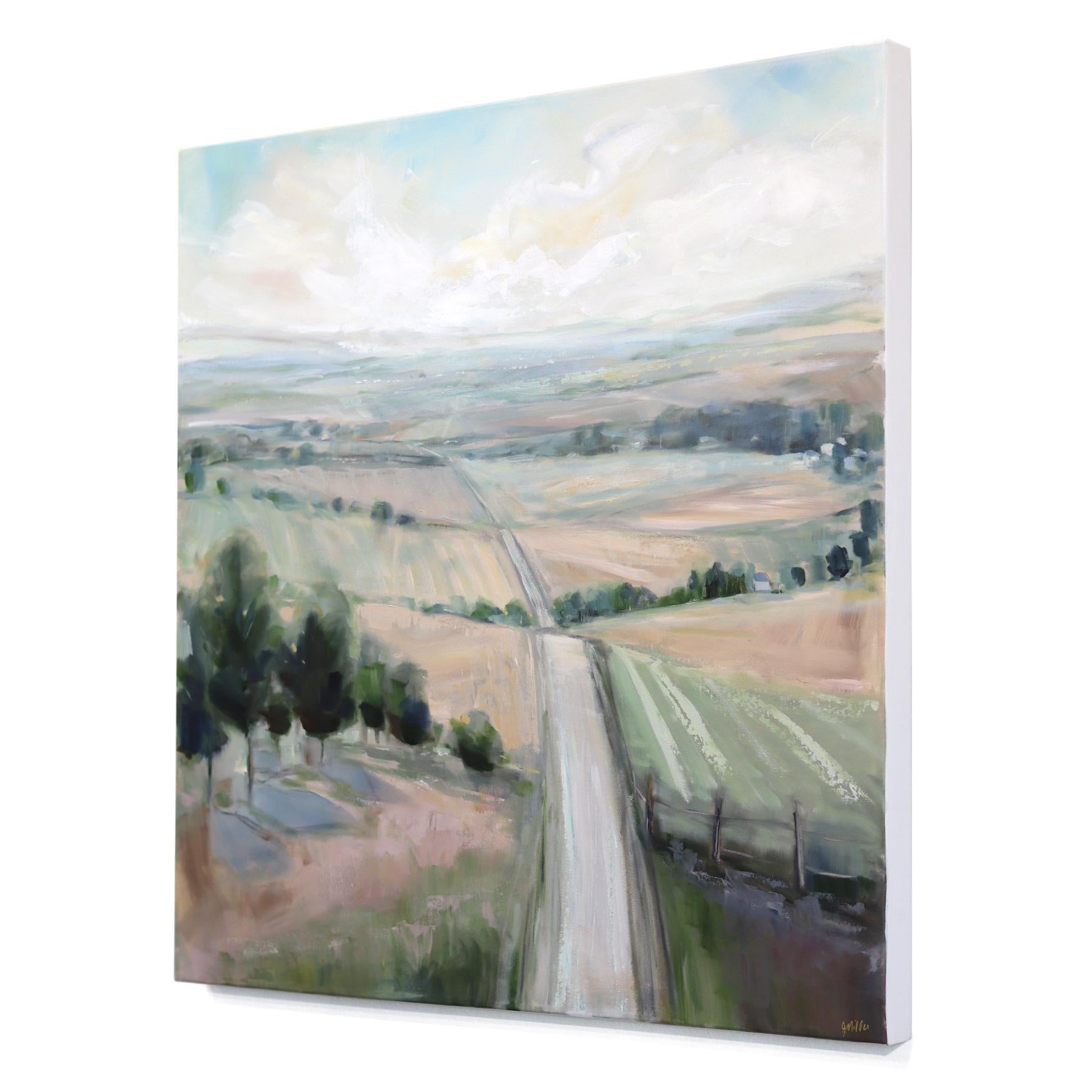 Following Dreams - Original Rural Landscape Mixed Media Painting on Canvas For Sale 1