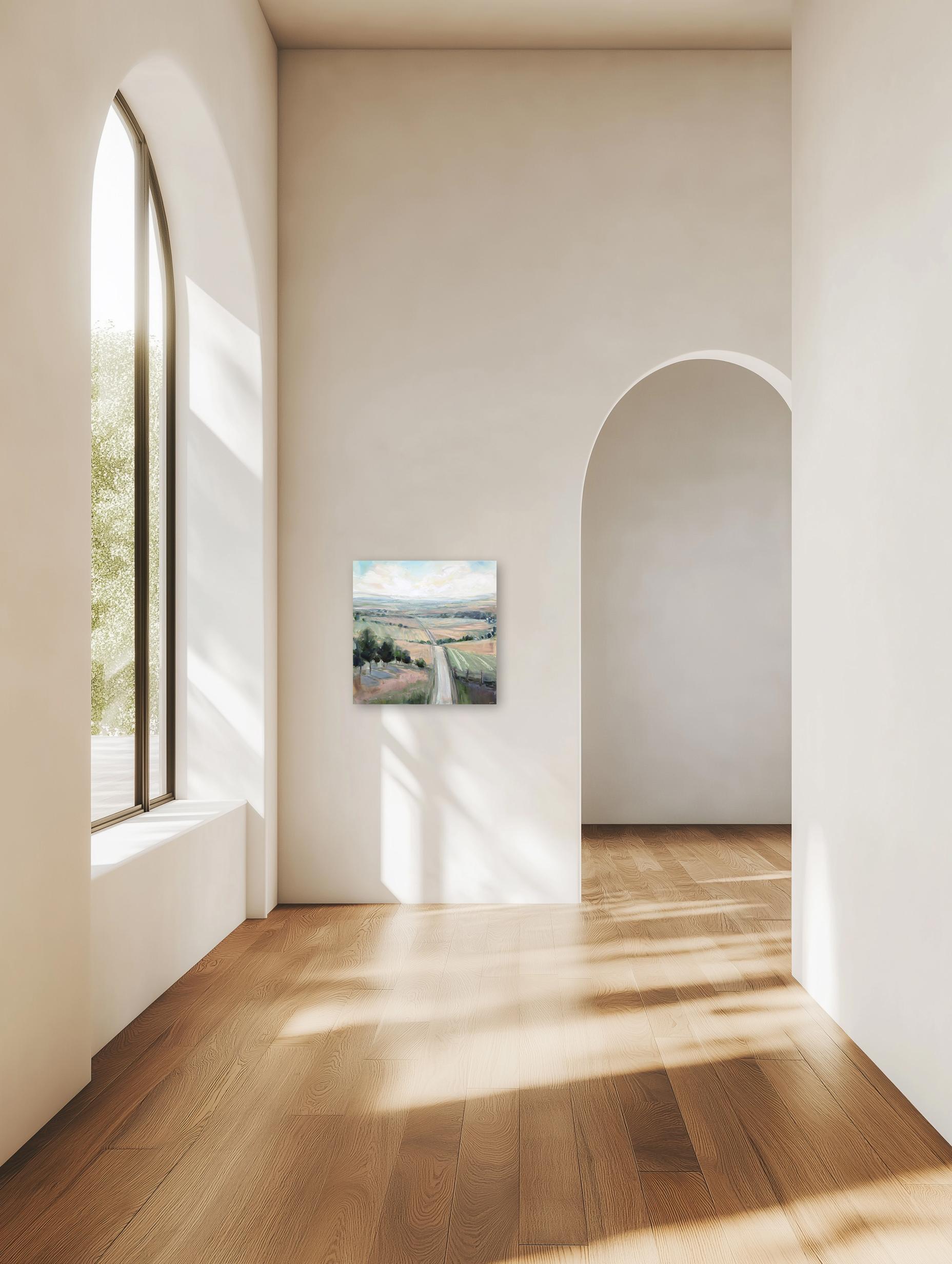 Following Dreams - Original Rural Landscape Mixed Media Painting on Canvas For Sale 3