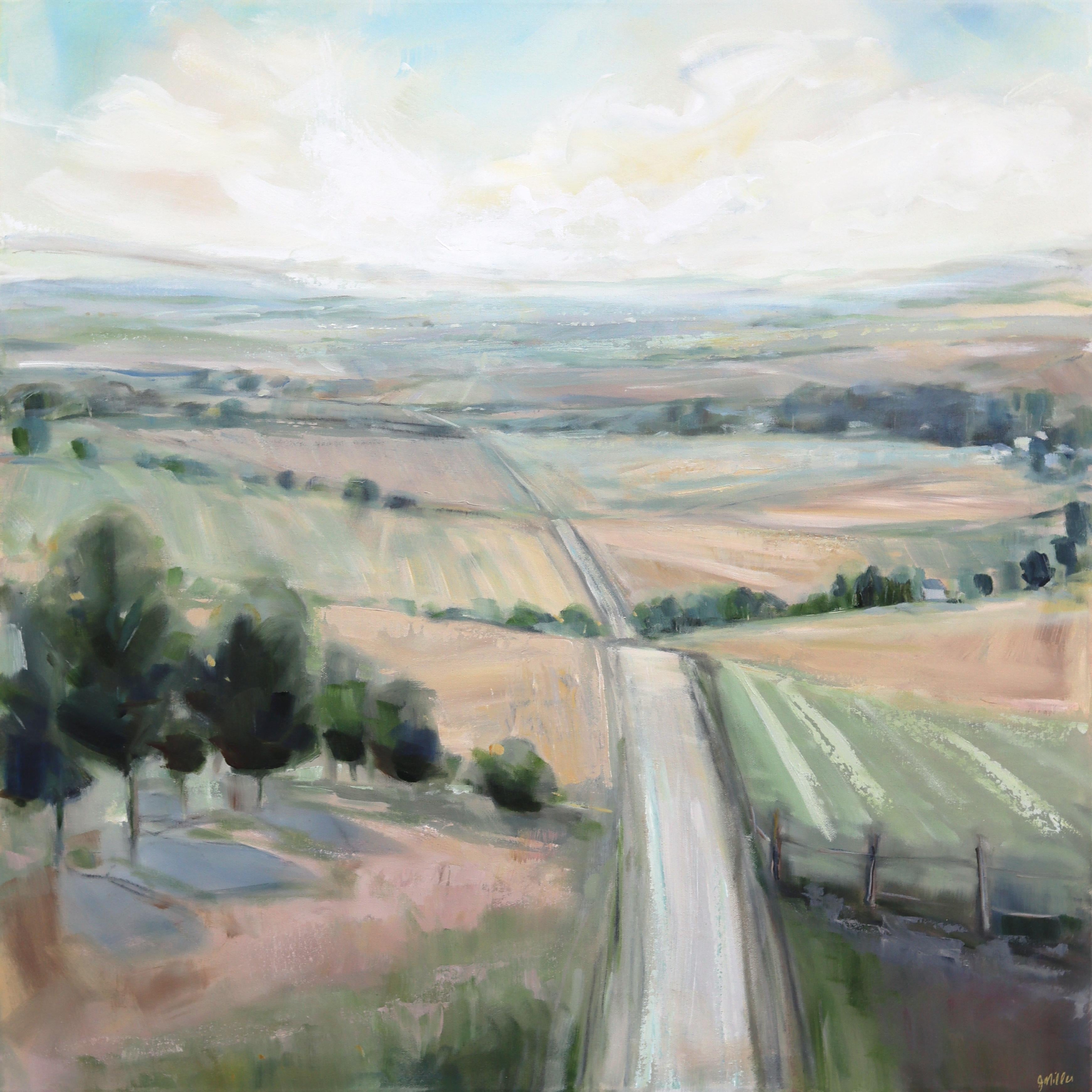 Following Dreams - Original Rural Landscape Mixed Media Painting on Canvas