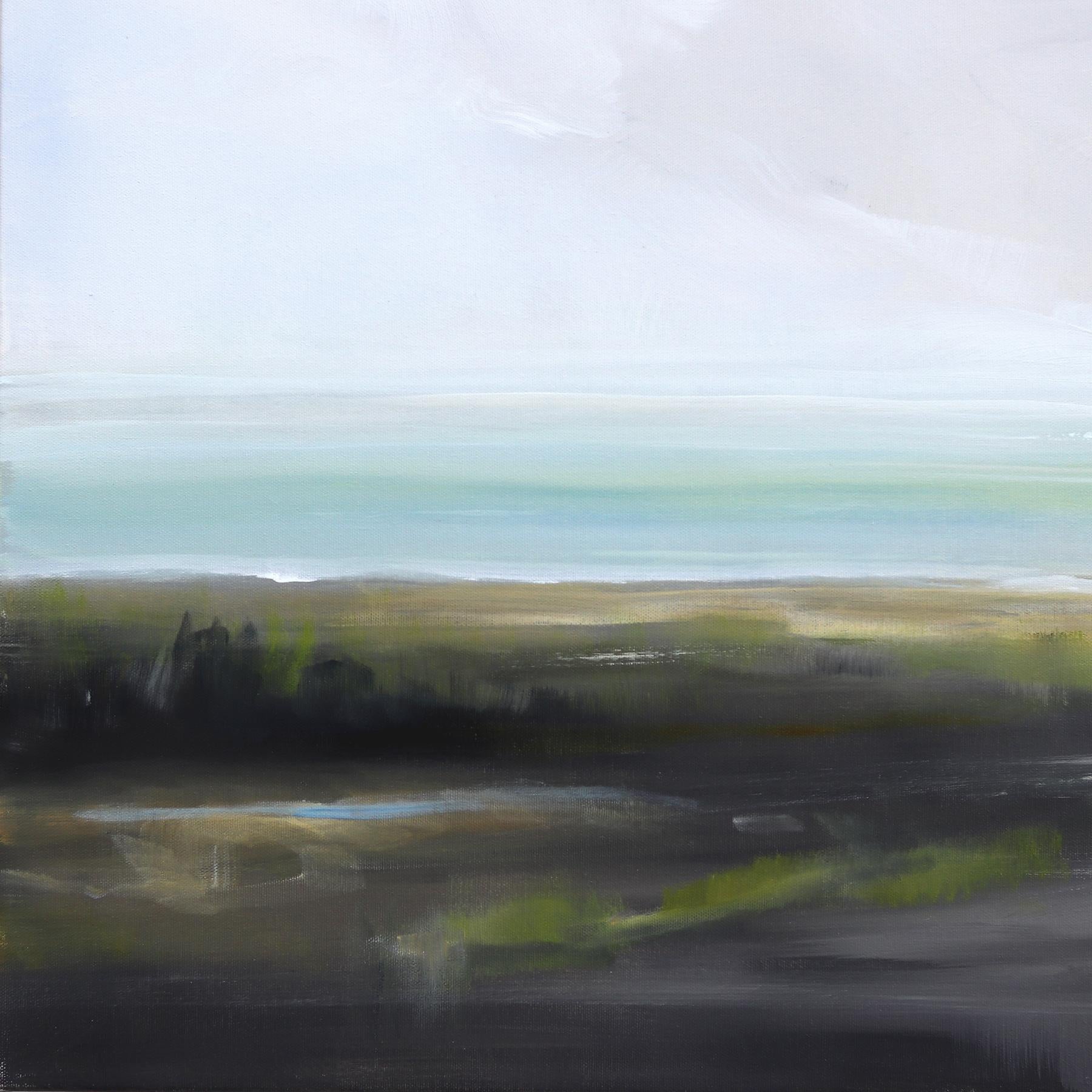 Go Softly - Pintura grande Paisaje oceánico sereno Paisaje aéreo en venta 2
