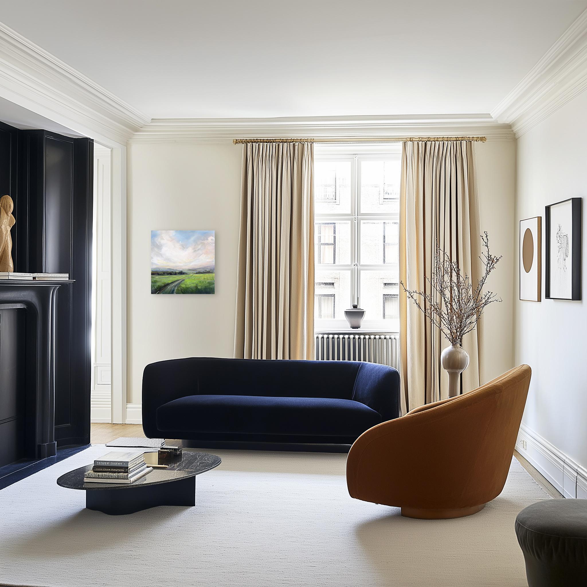 In The Distance - Original Landscape Still Life Mixed Media Painting on Canvas (Grau), Still-Life Painting, von Jodi Miller