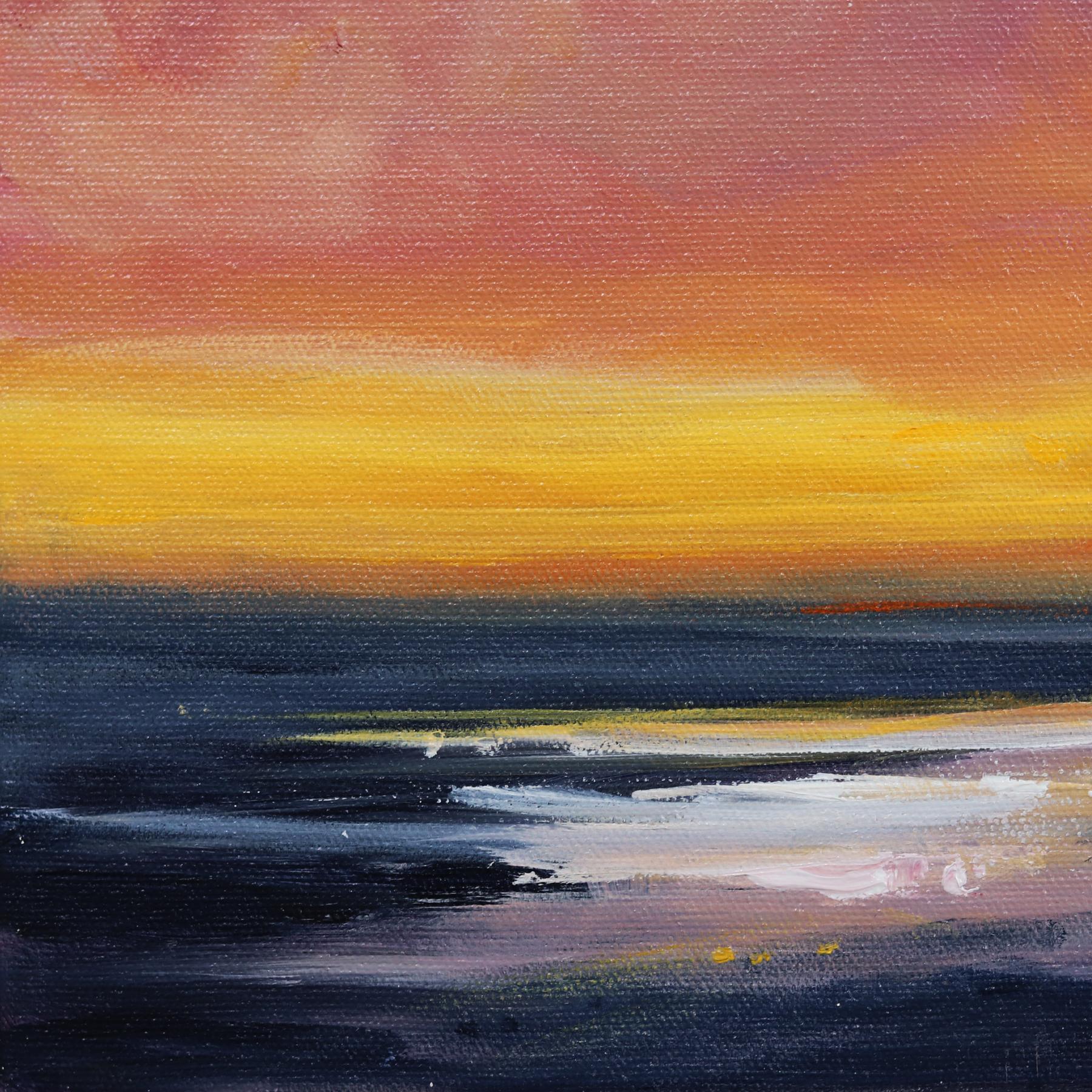 Into Now - Pintura Paisaje Oceánico Atardecer Colorido Paisaje Celeste - Painting Contemporáneo de Jodi Miller