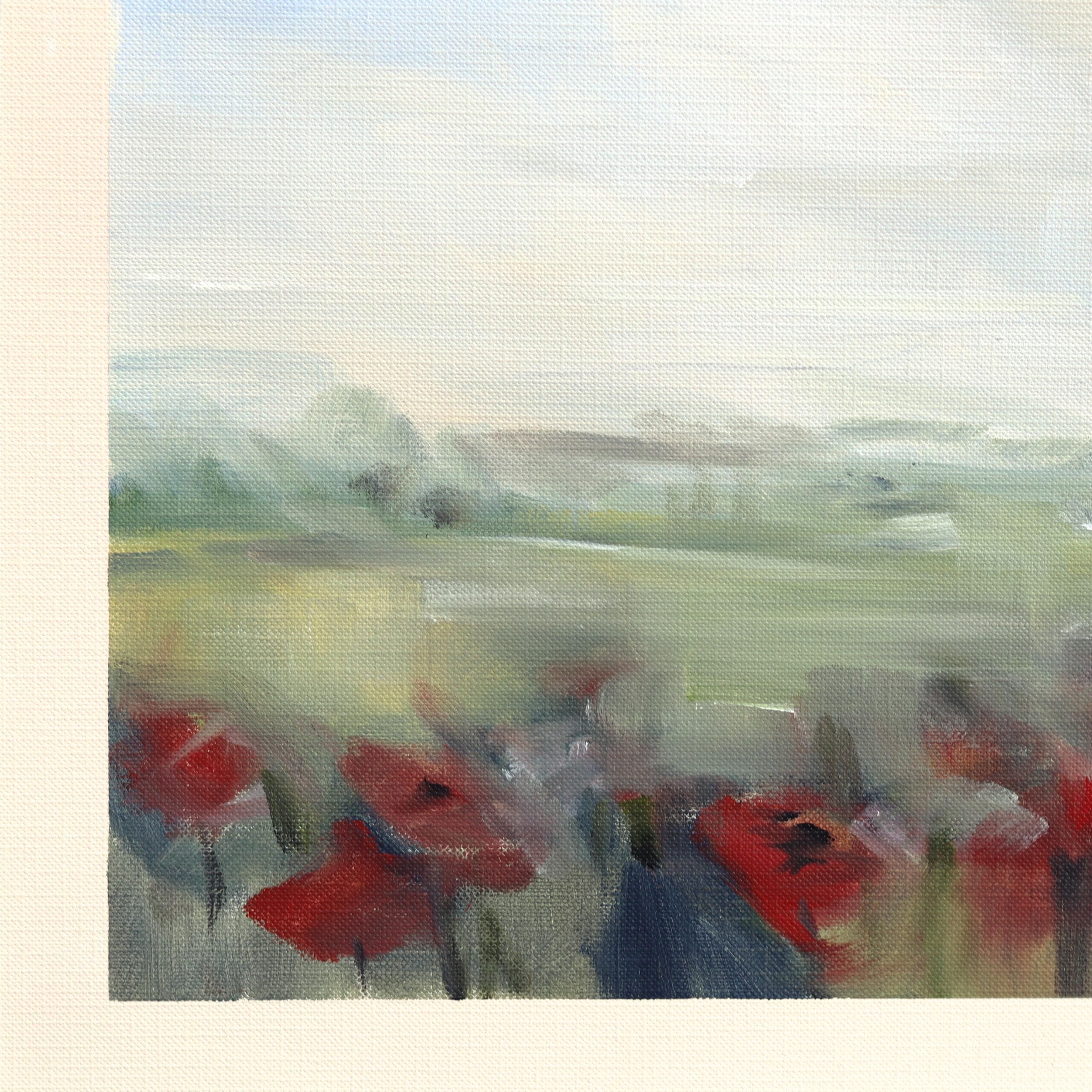 Landschaft Studie 241 - Original Serene Mixed Media Malerei auf Leinwand Papier (Grau), Still-Life Painting, von Jodi Miller