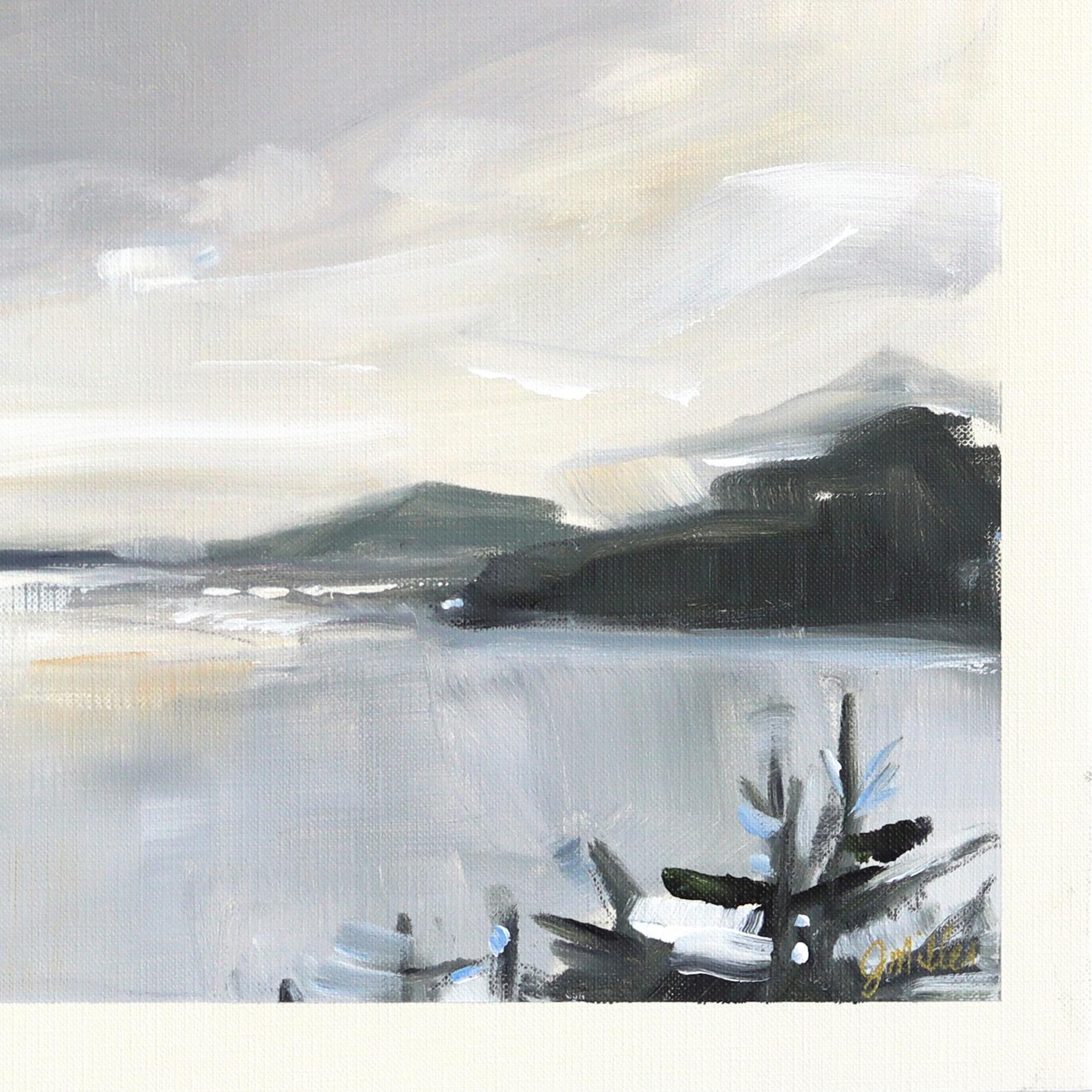 Landschaft Studie 251 - Original Moody Grey Mixed Media Gemälde auf Leinwand Papier im Angebot 1