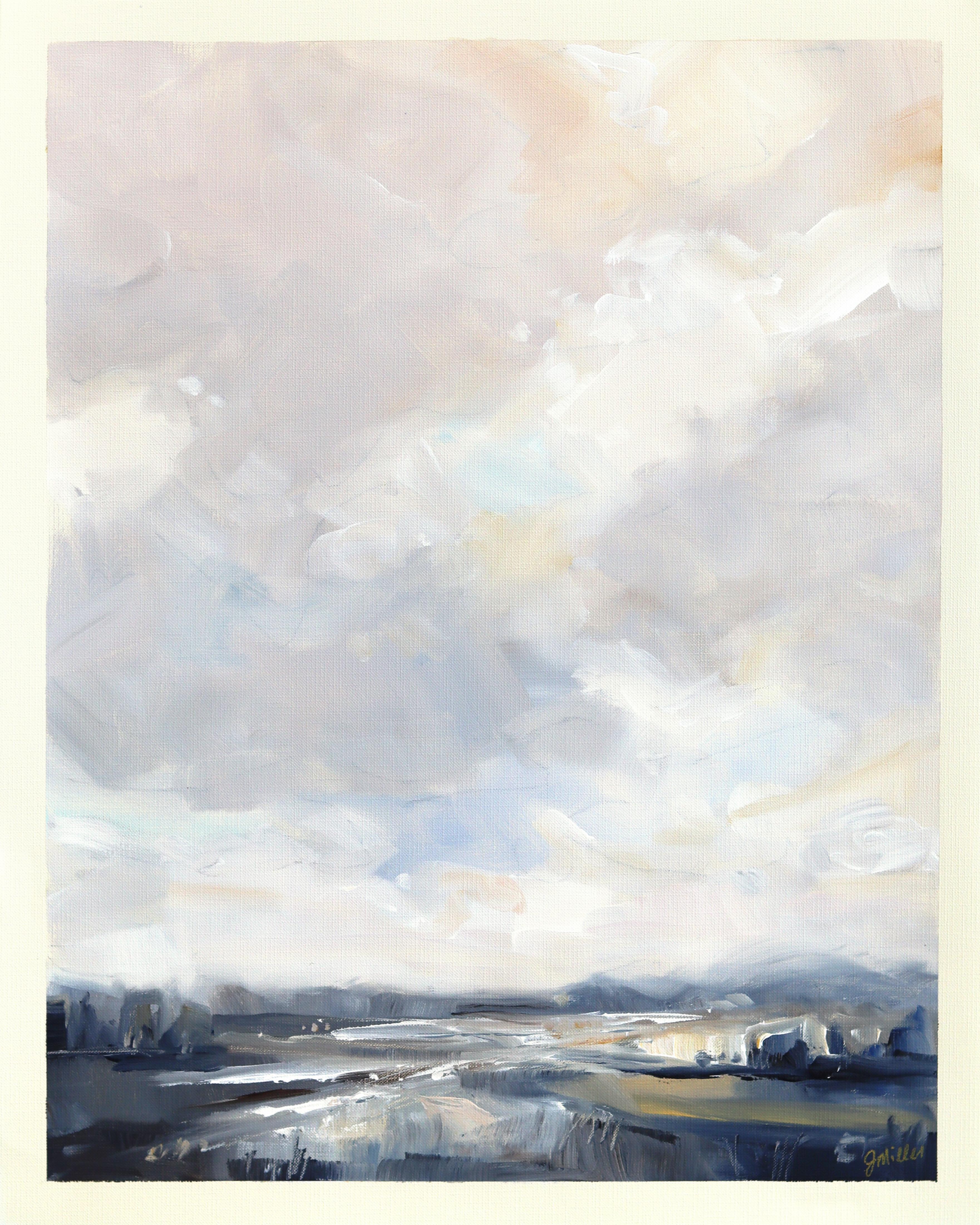 Jodi Miller Still-Life Painting – Landschaft Studie 252 - Original Serene Mixed Media Ozean Malerei auf Leinwand Papier