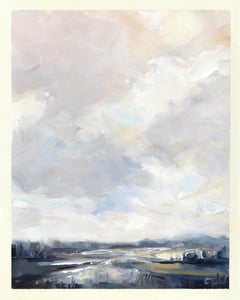 Landscape Study 252 - Original Serene Mixed Media Ocean Painting on Canvas Paper