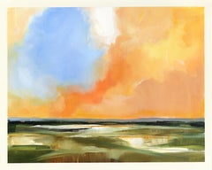 Landscape Study 255 - Vibrant Color Drenched Sunset Painting on Canvas Paper