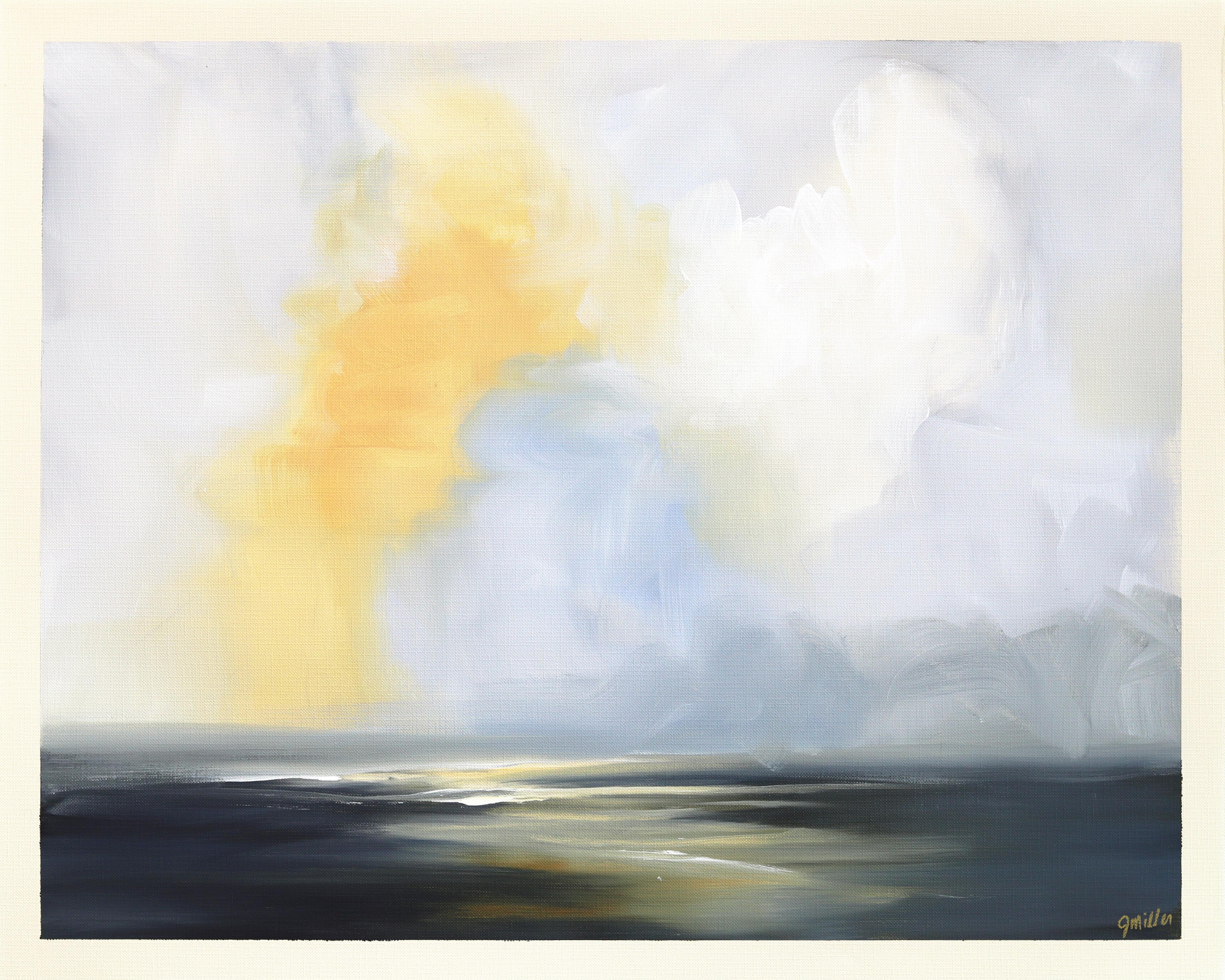 Landschaft Studie 256 - Original Moody Serene Mixed Media Malerei auf Leinwand Papier