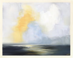 Studio di paesaggio 256 - Pittura originale a tecnica mista serena e lunatica su carta intelata