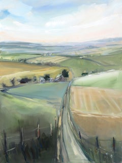 Miles Away - Original Rural Landscape Still Life Mixed Media Painting on Canvas