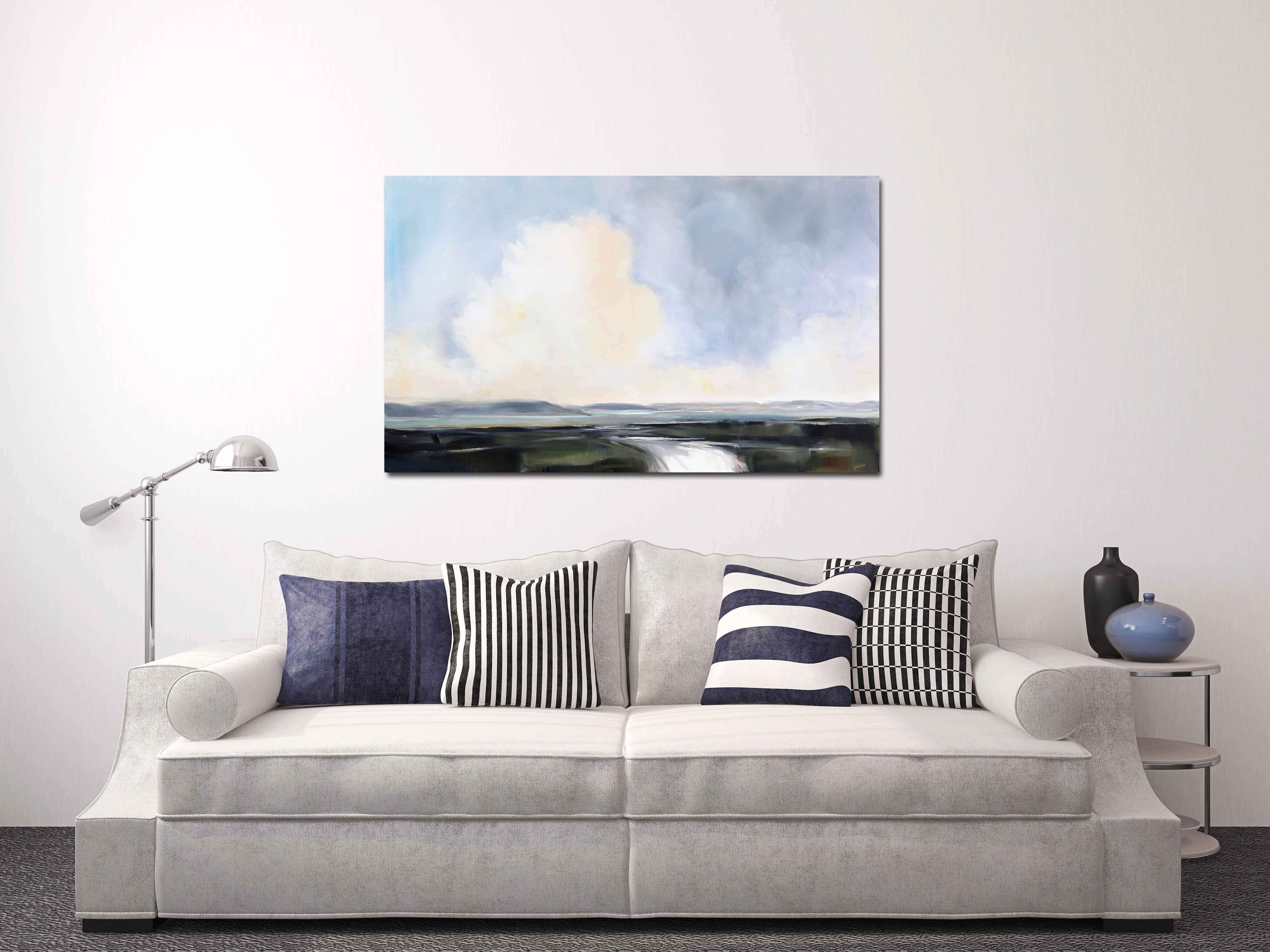 Tumbling - Grande peinture de paysage océanique sereine et de paysage ciel - Painting de Jodi Miller