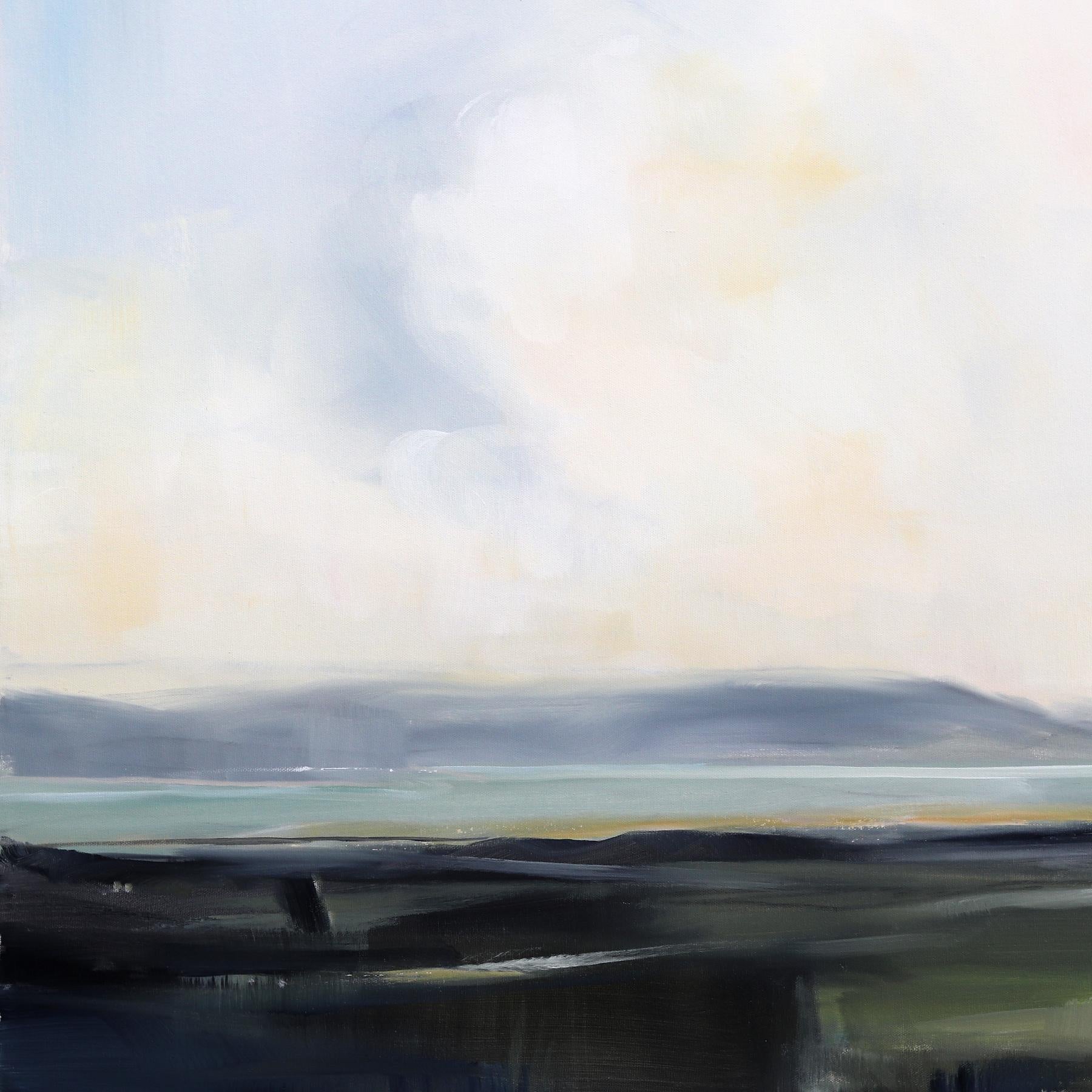 Tumbling - Grande peinture de paysage océanique sereine et de paysage ciel en vente 2