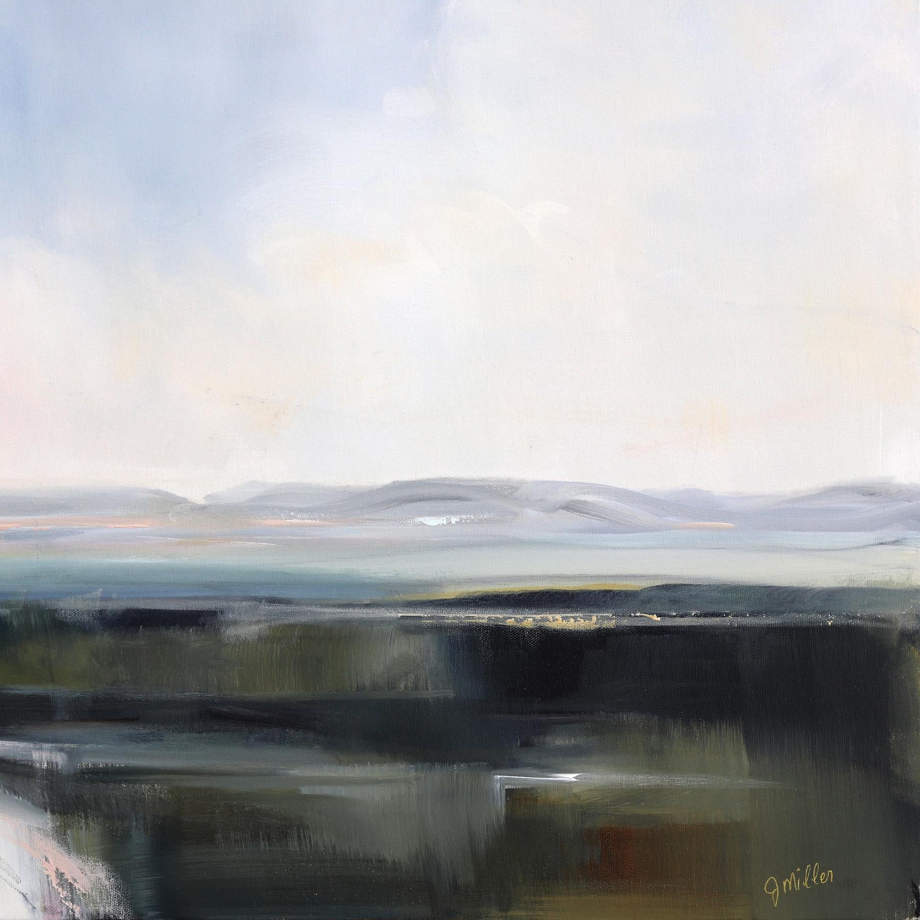 Tumbling - Grande peinture de paysage océanique sereine et de paysage ciel en vente 3