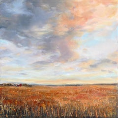 «Wandering Through II» - Pintura en técnica mixta sobre lienzo: un colorido paisaje rural