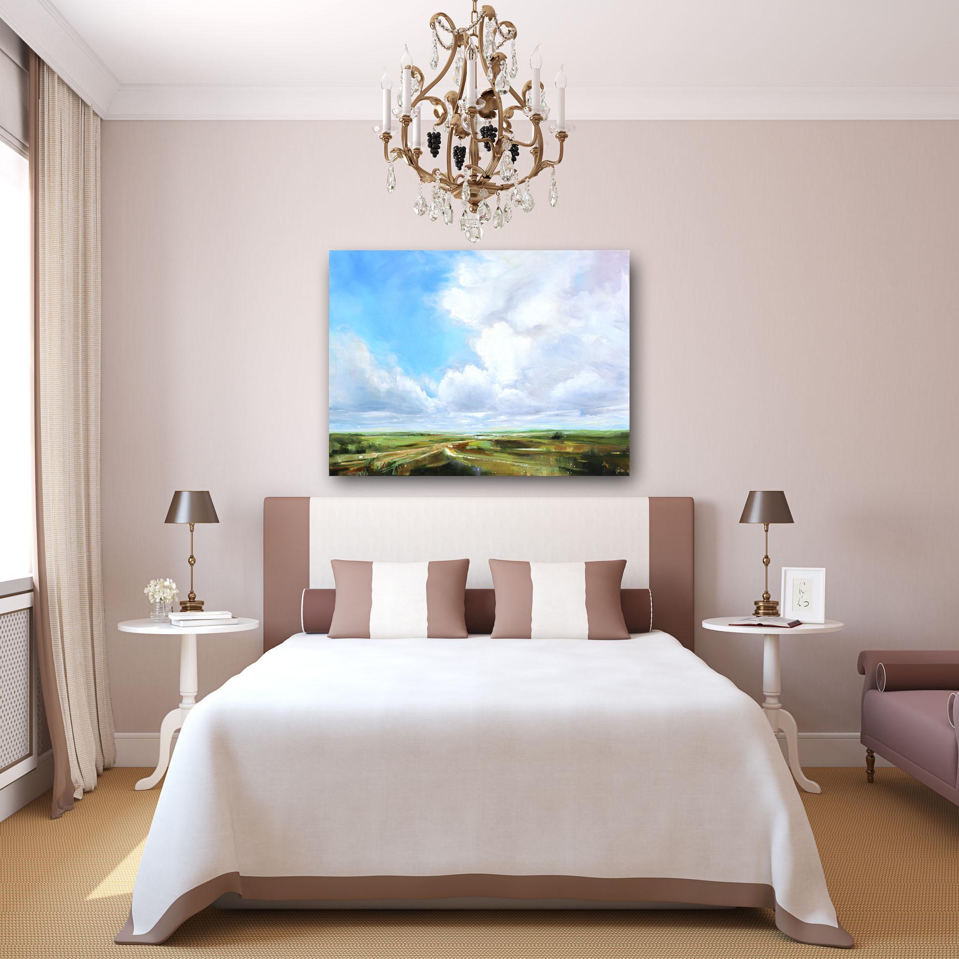 Pensée souhaitable - Grande peinture de paysage de jour ensoleillé en vente 1