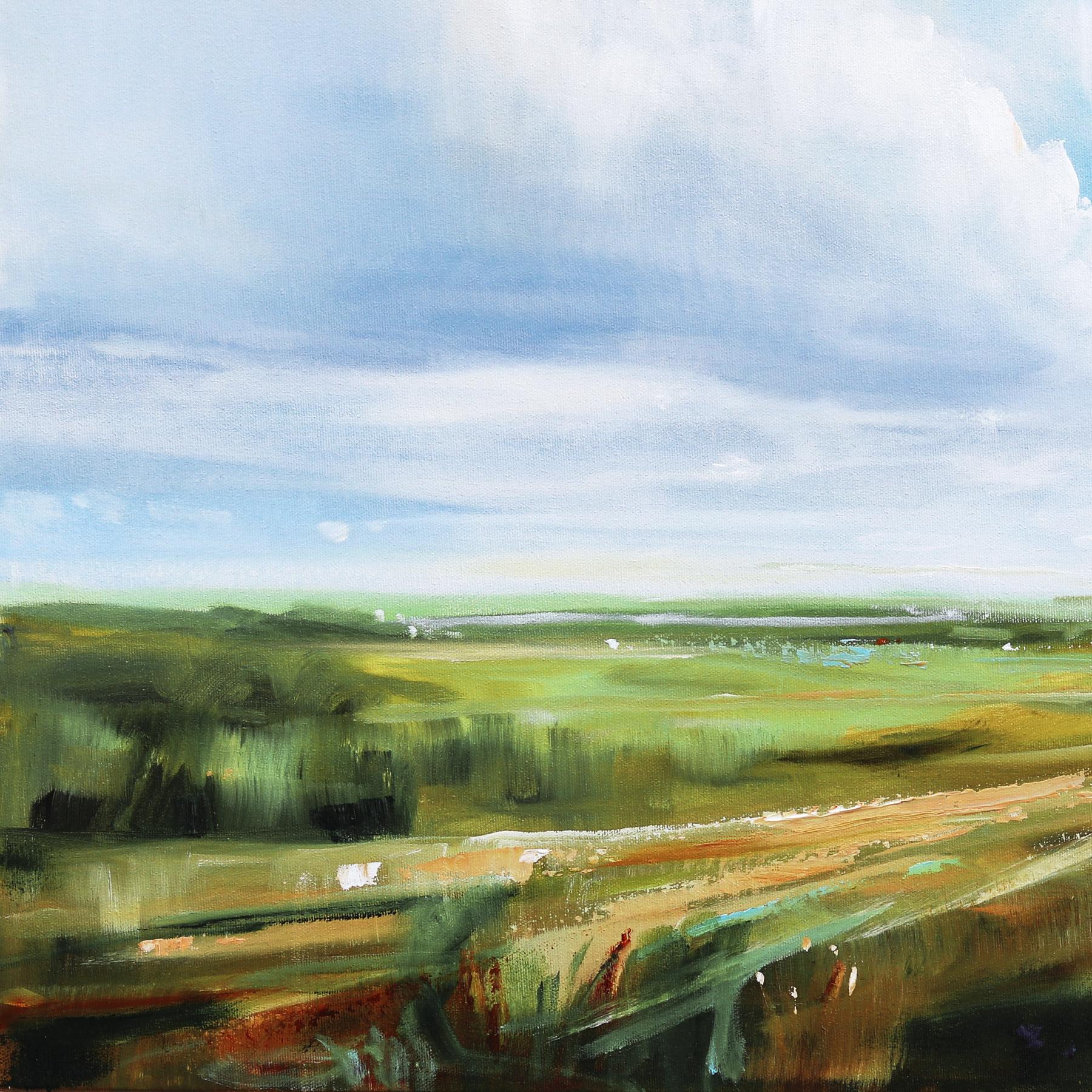Pensée souhaitable - Grande peinture de paysage de jour ensoleillé en vente 2