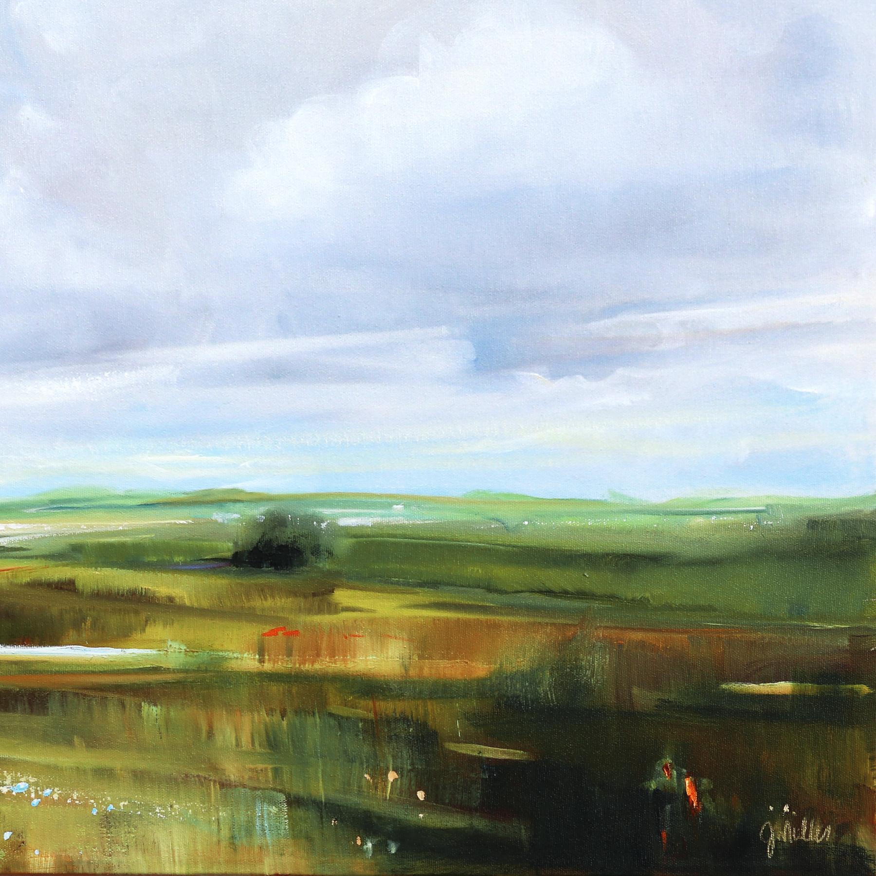 Pensée souhaitable - Grande peinture de paysage de jour ensoleillé en vente 3
