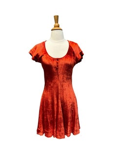 Jody T of California Rust Orange Velour Mini Dress, Circa 1970s