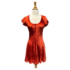 Vintage Jody T of California Rust Orange Velour Mini Dress, Circa 1970s