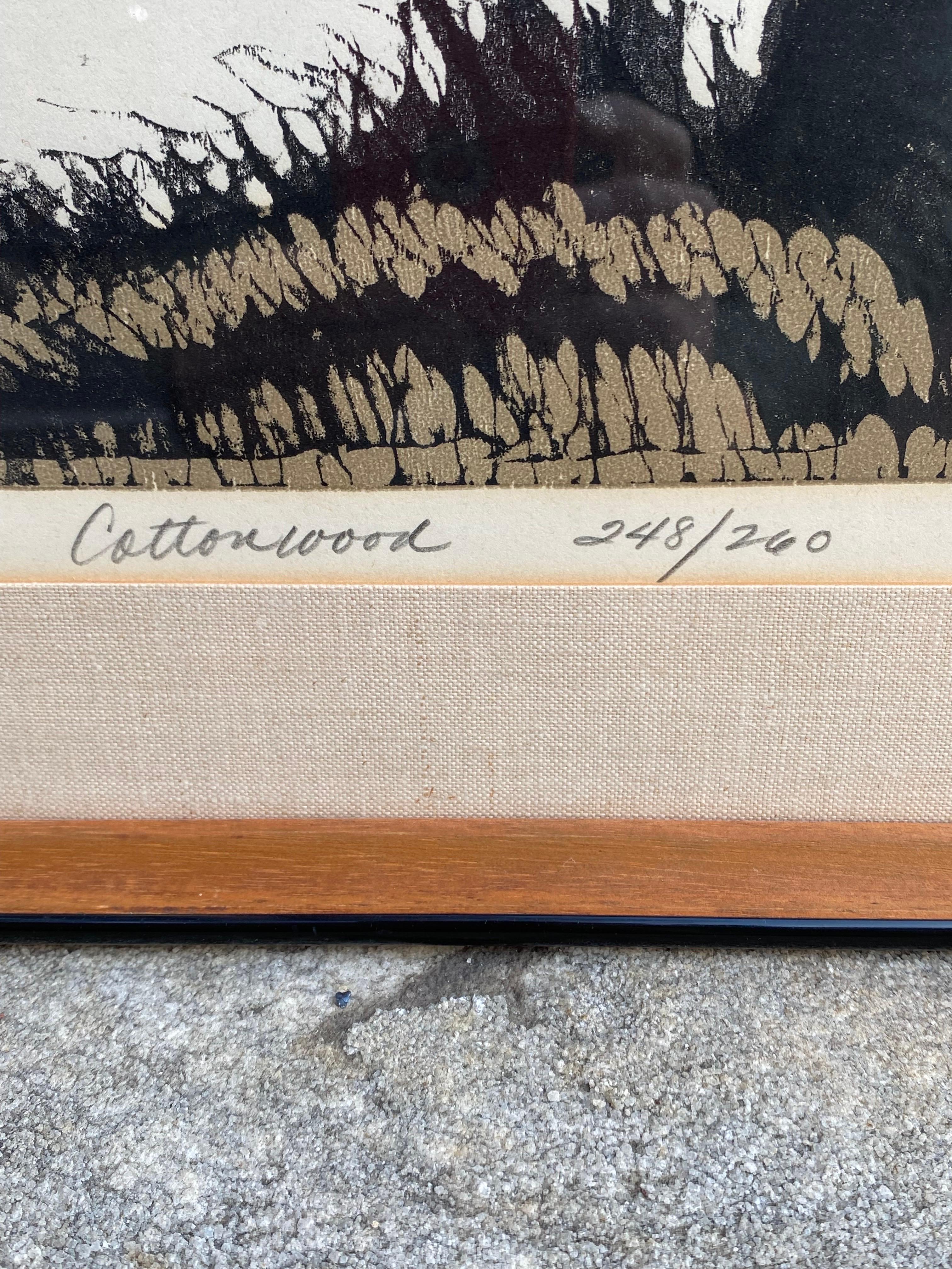 Joe Ardourel Cottonwoods Litho 248/ 260 In Good Condition For Sale In Philadelphia, PA