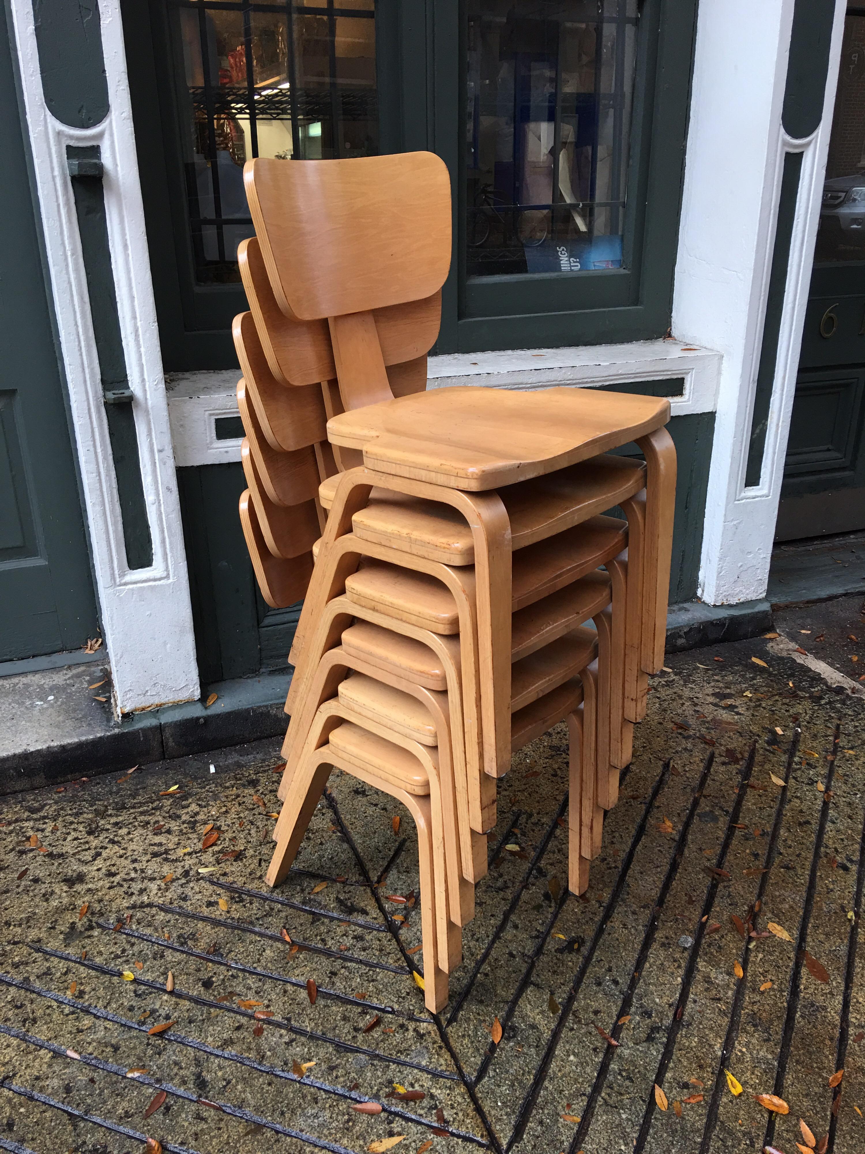 Mid-Century Modern Joe Atkinson for Thonet Set of 6 Stacking Chairs