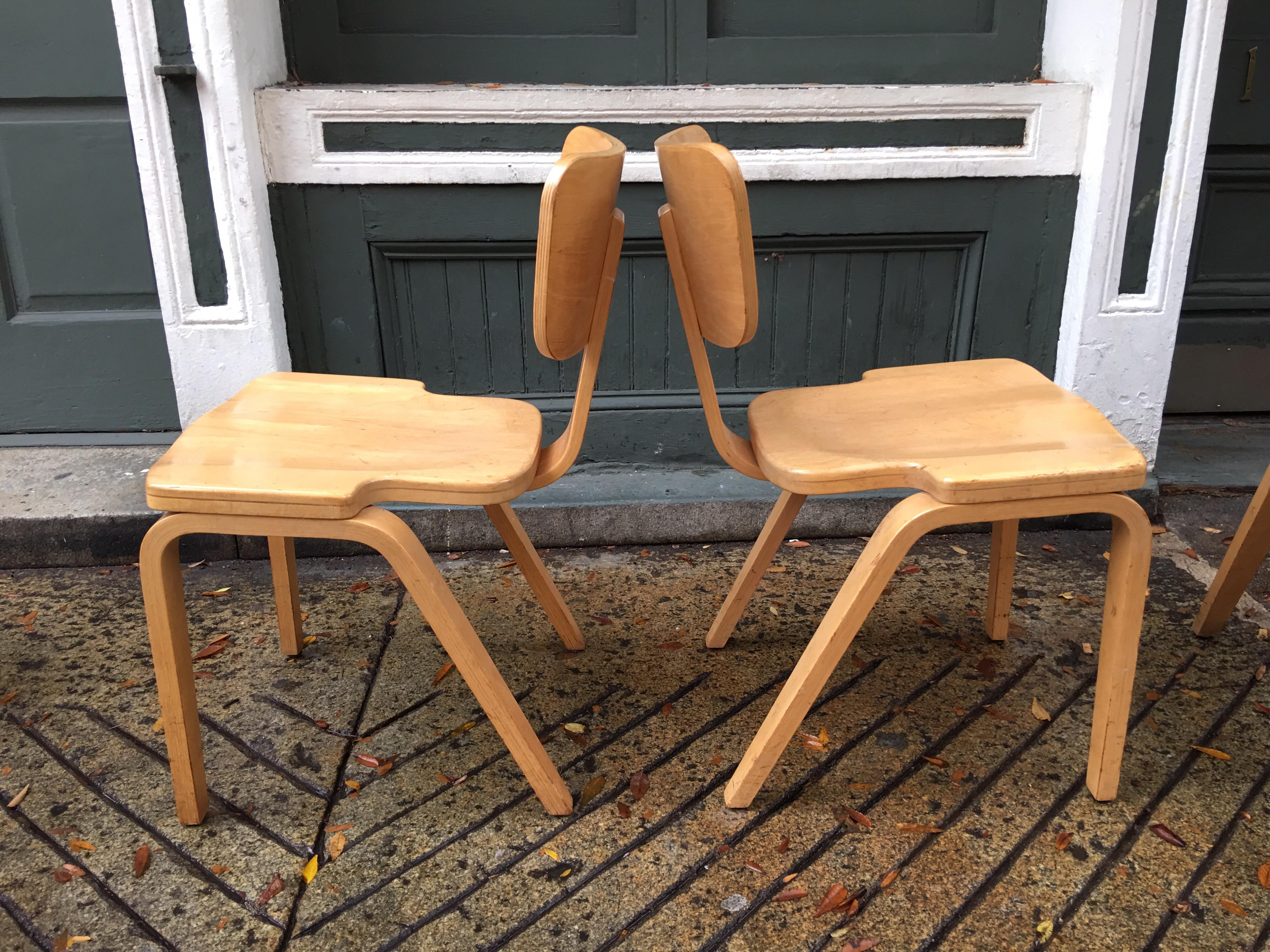 Mid-20th Century Joe Atkinson for Thonet Set of 6 Stacking Chairs
