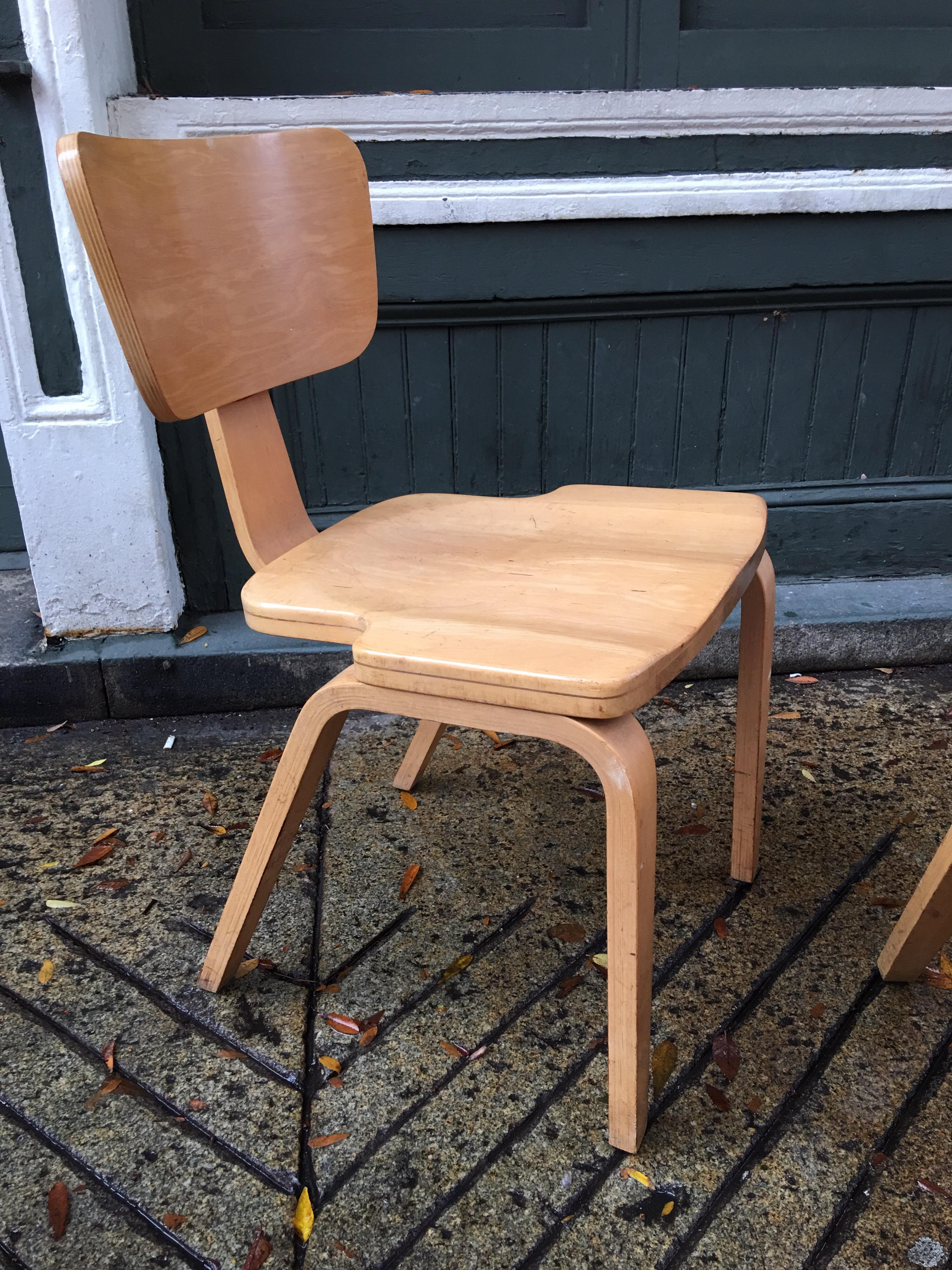 Maple Joe Atkinson for Thonet Set of 6 Stacking Chairs