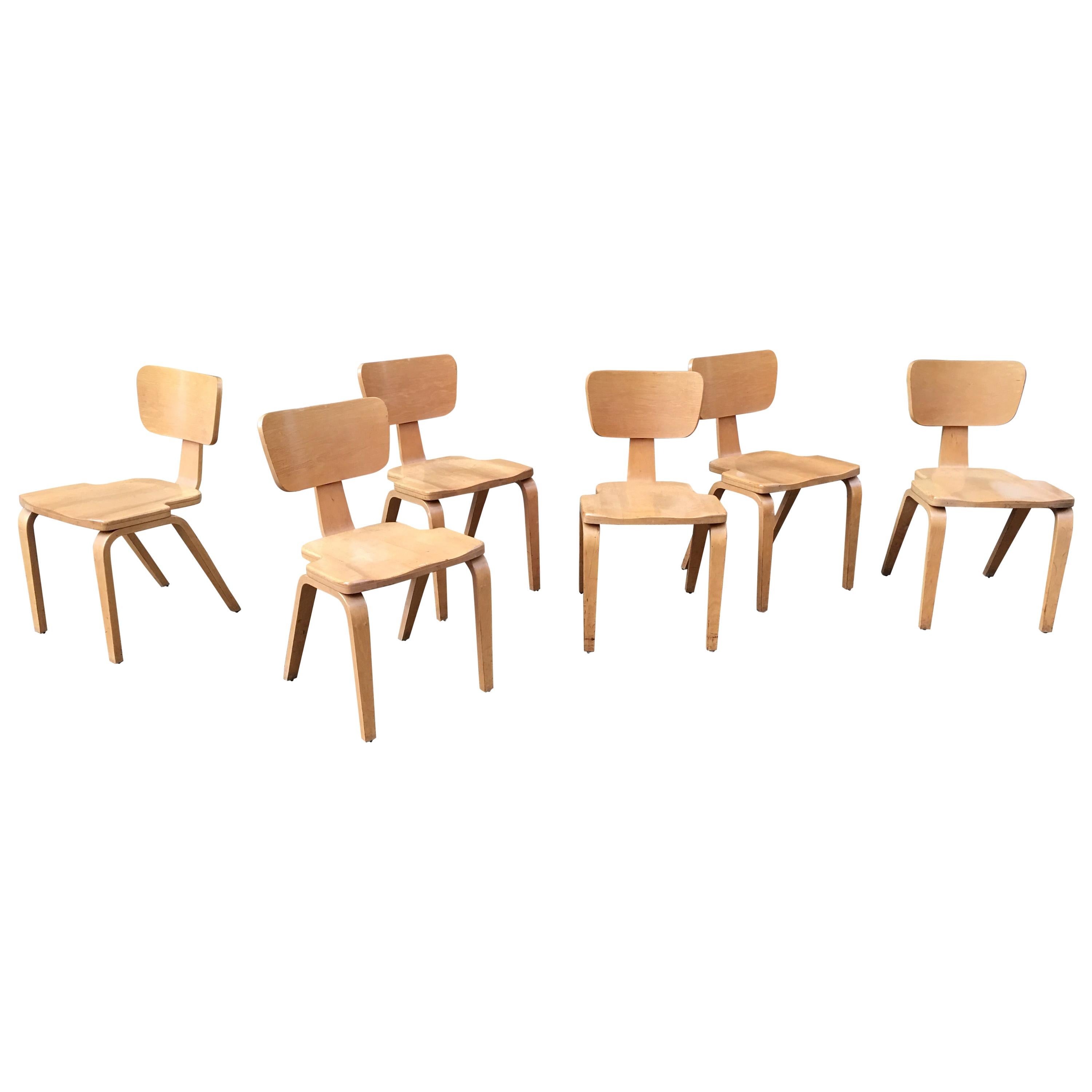 Joe Atkinson for Thonet Set of 6 Stacking Chairs