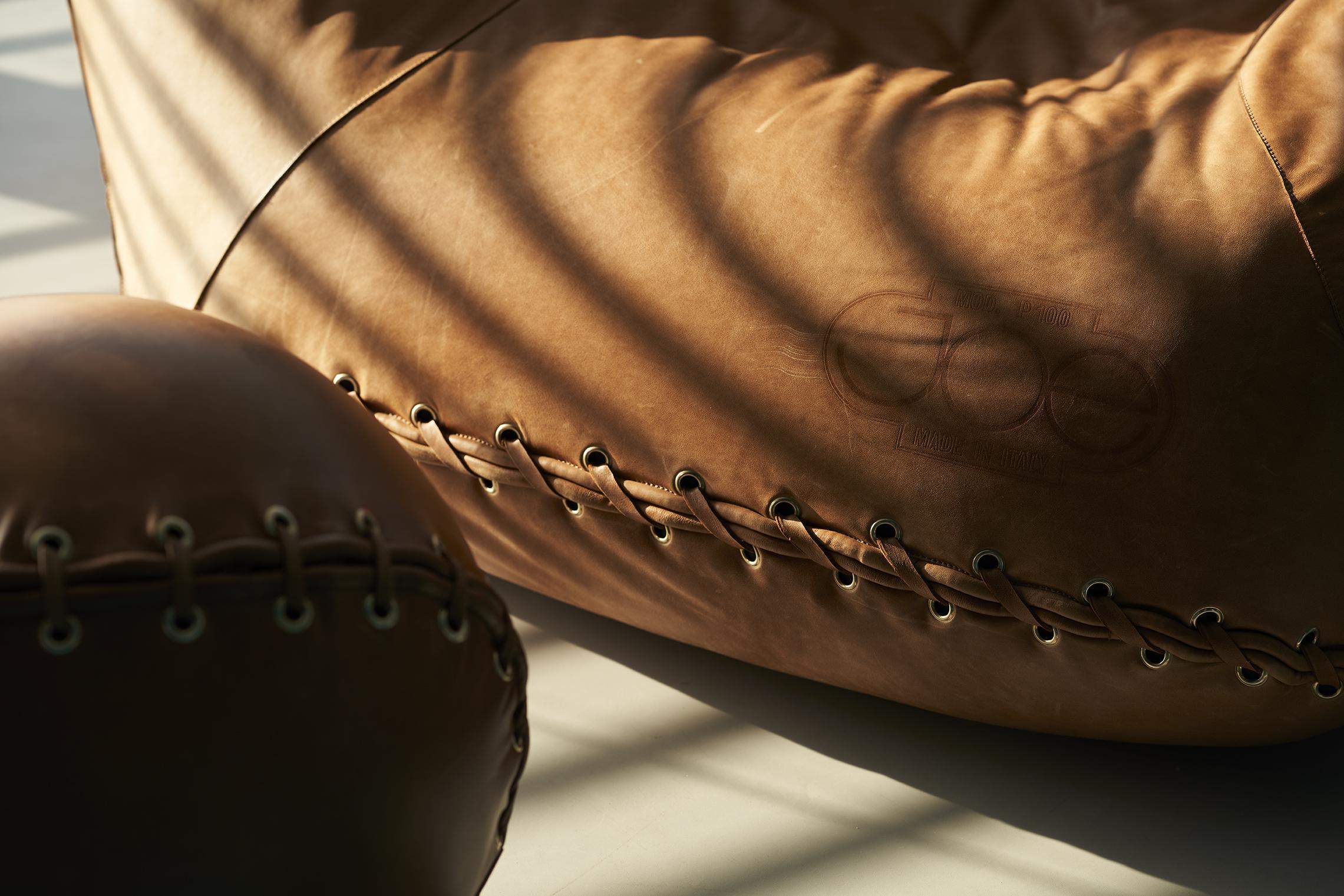'Joe Ball'  Leather Footstool by Centro Studi Poltronova, Italy For Sale 4