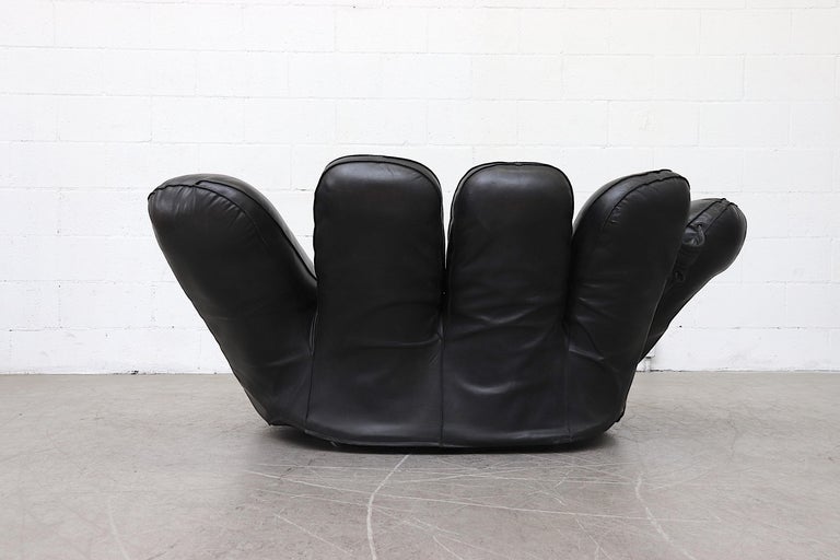'Joe' Baseball Glove Black Leather Lounge Chair by Poltronova at 1stDibs