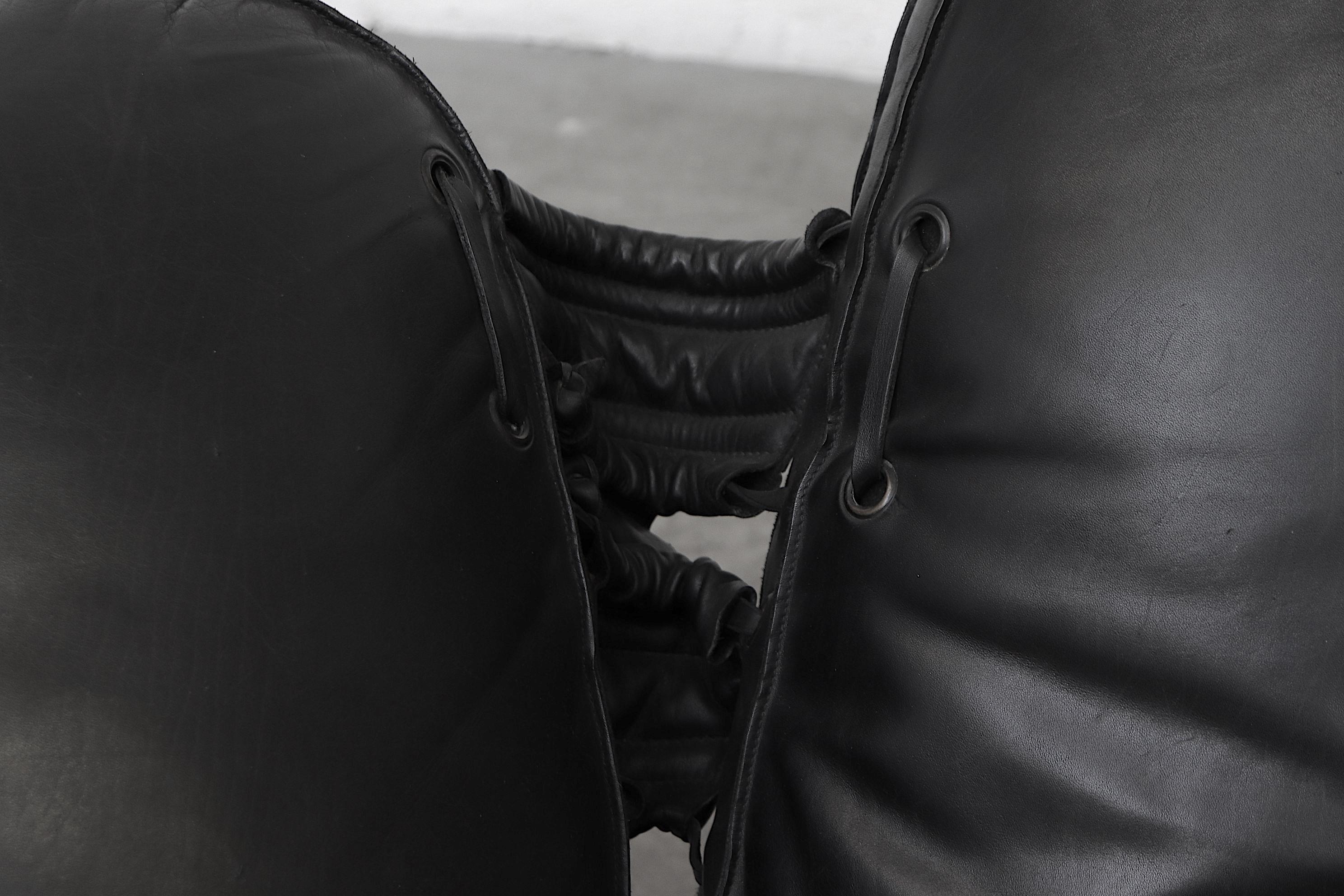 Late 20th Century 'Joe' Baseball Glove Black Leather Lounge Chair by Poltronova